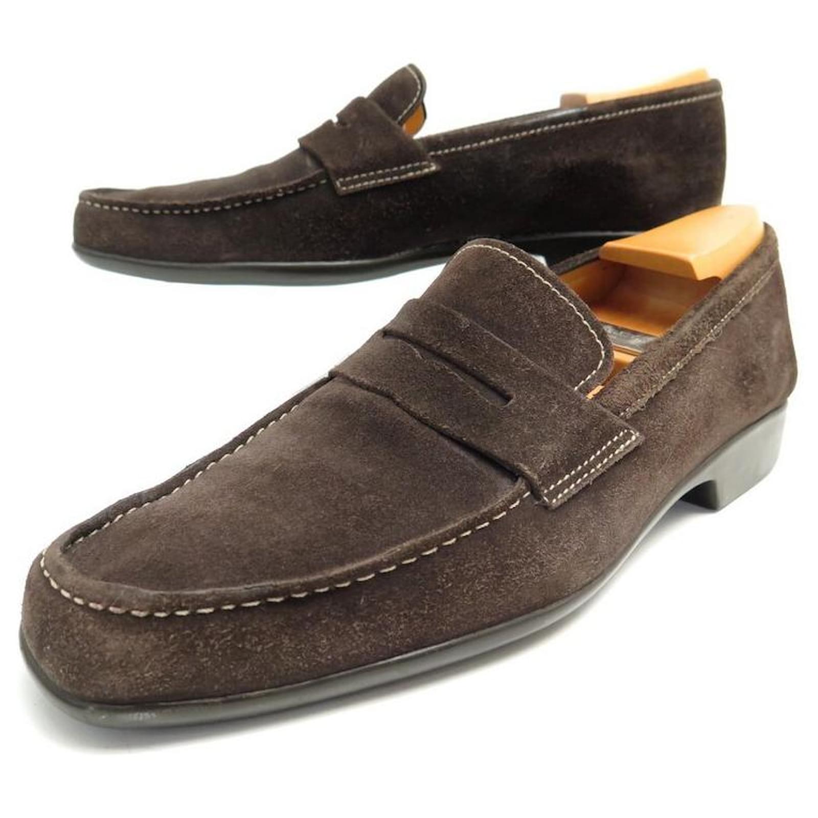 MOCASSINI JM WESTON 625 6.5D 40.5 SCARPE CON IMBOTTITURA IN CAMOSCIO  MARRONE Svezia ref.376037 - Joli Closet
