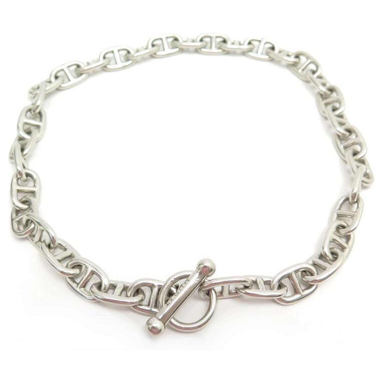 Autre Marque Hermes Ever long chain Anchor chain Silvery Silver