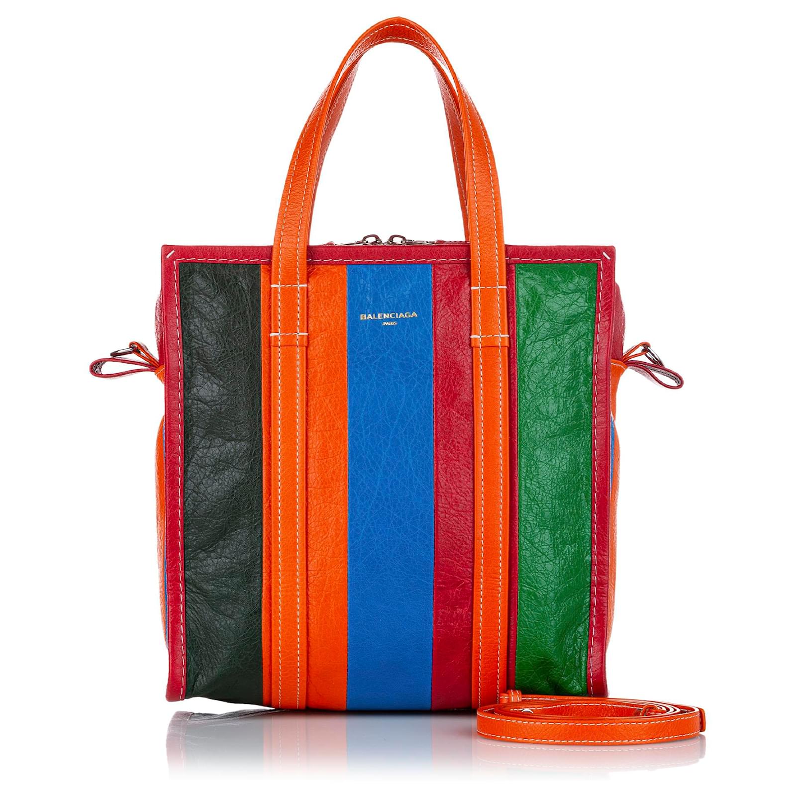 BALENCIAGAトートバッグ BAZAR SHOPPER オレンジ Balenciaga Orange Small Bazar Shopper Lambskin Leather