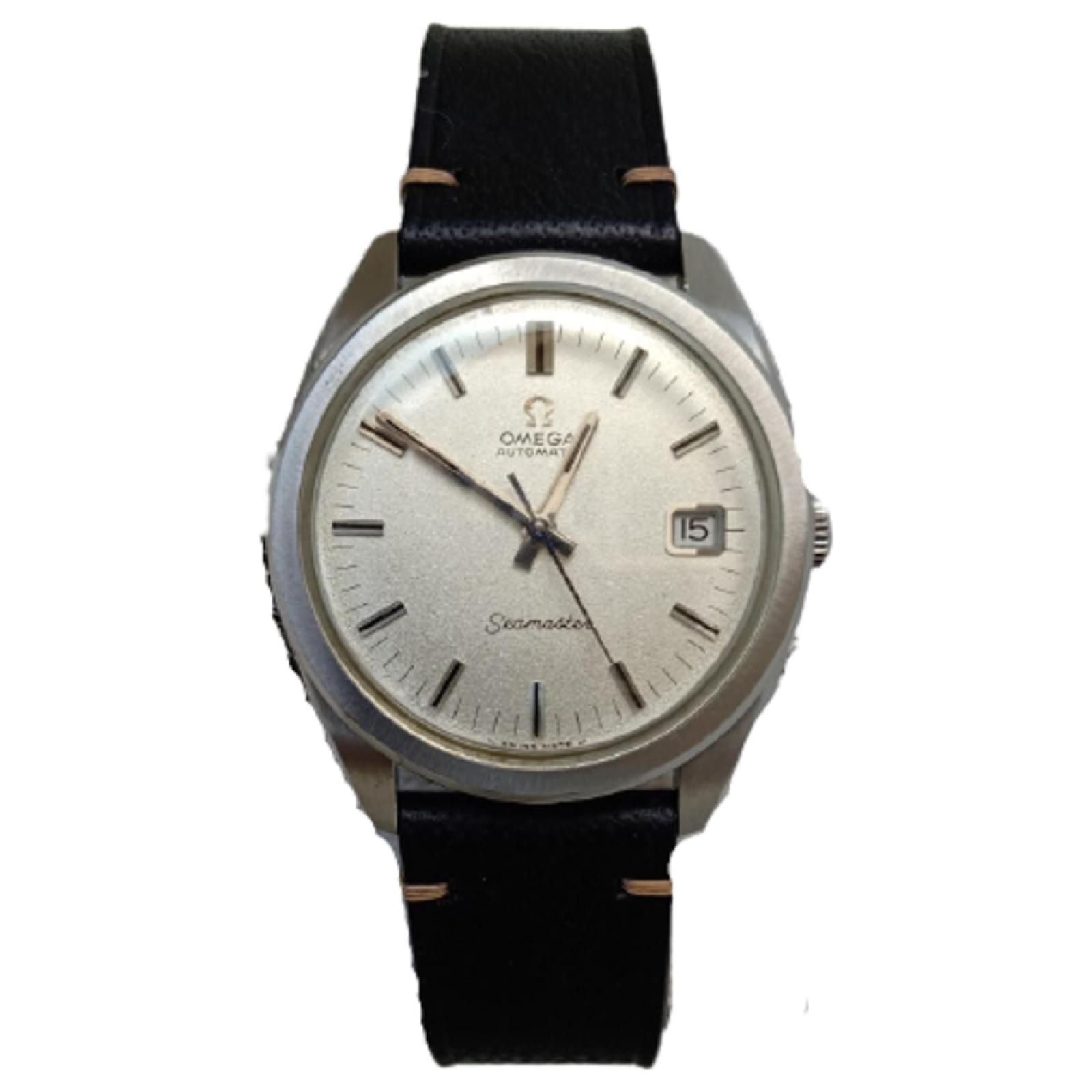 Usato] Marchio OMEGA SEAMASTER Nero Argento Pelle Acciaio ref.376555 - Joli  Closet