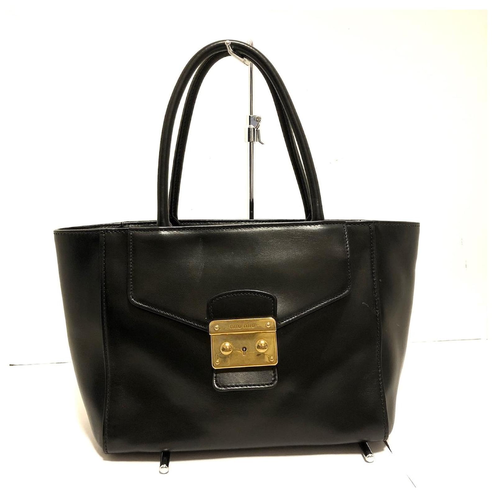 Miu Miu Tote bag Black Leather ref.376930 Joli Closet