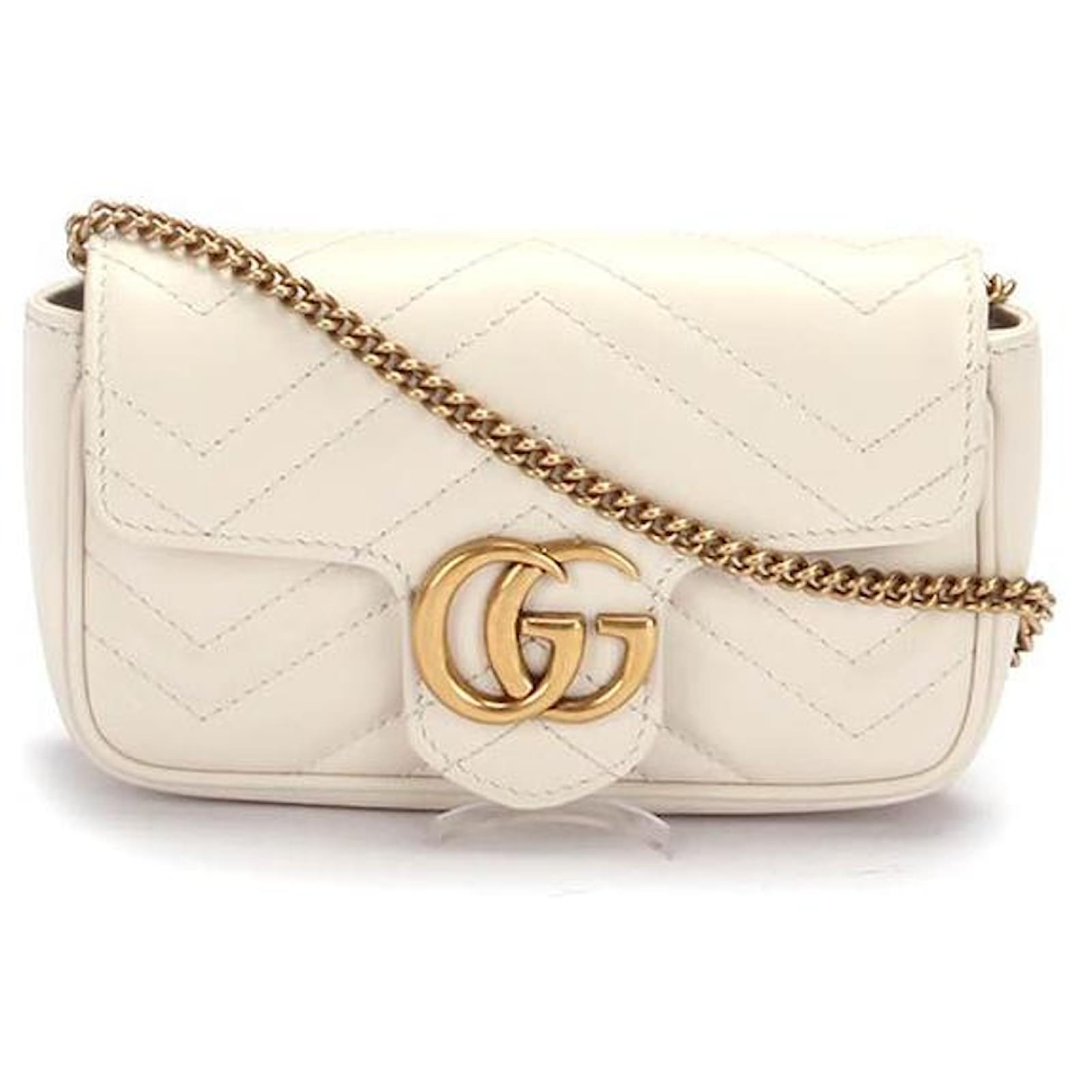 Gucci Super Mini GG Marmont Matelasse Crossbody Bag 476433 White Leather  Pony-style calfskin ref.1009502 - Joli Closet