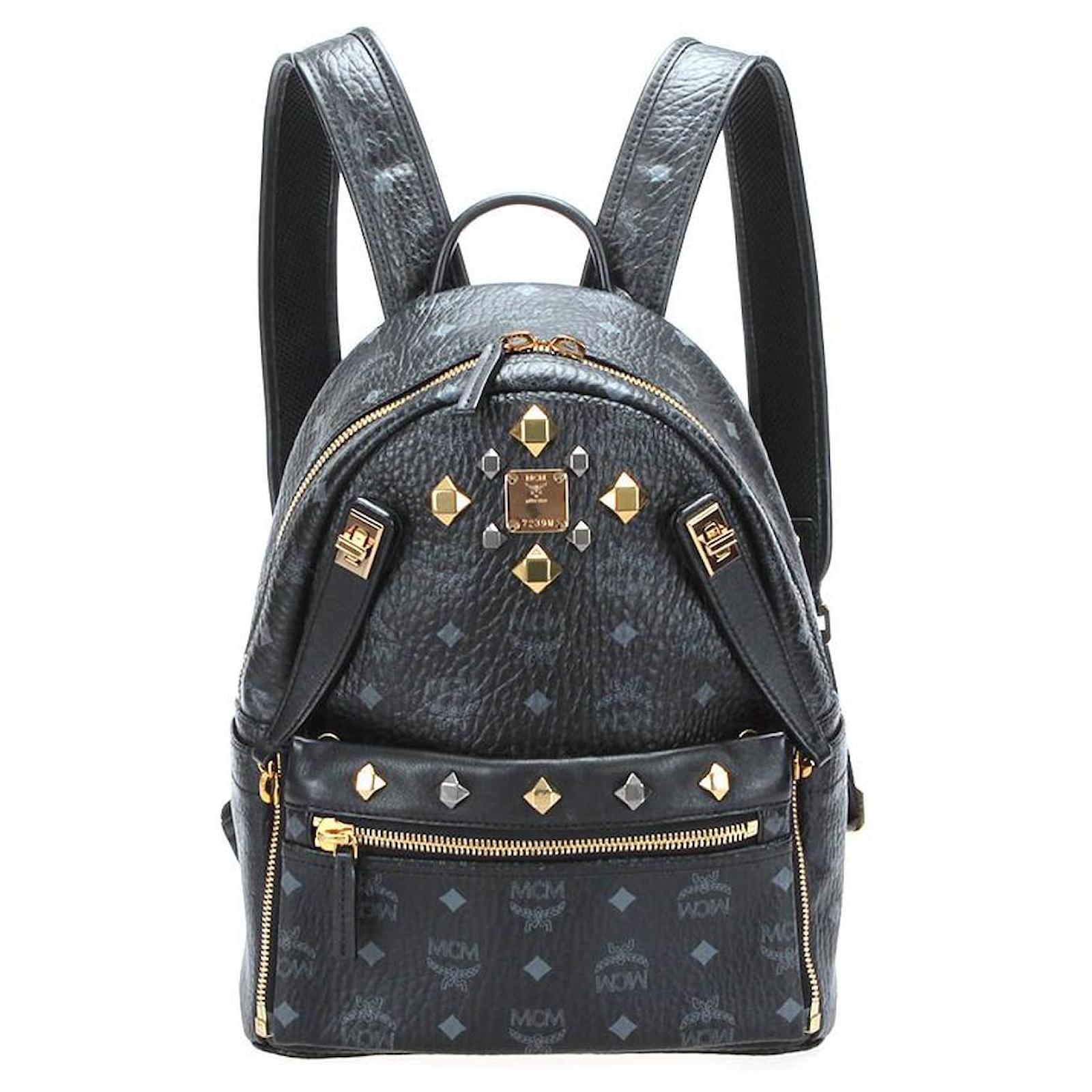 mcm black stark backpack