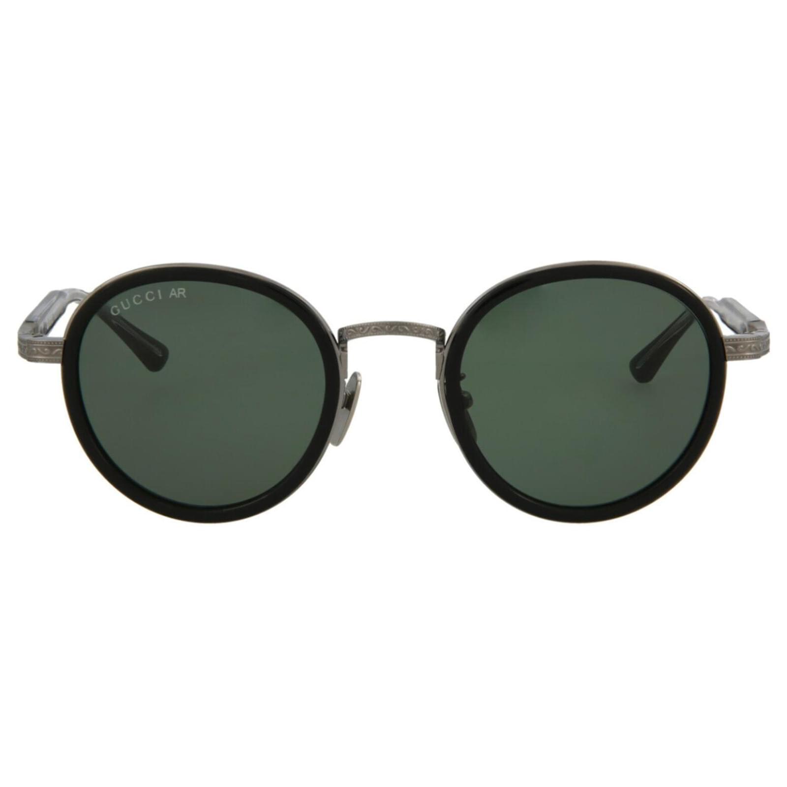 Gucci Occhiali da sole ovali in titanio Nero ref.378144 - Joli Closet