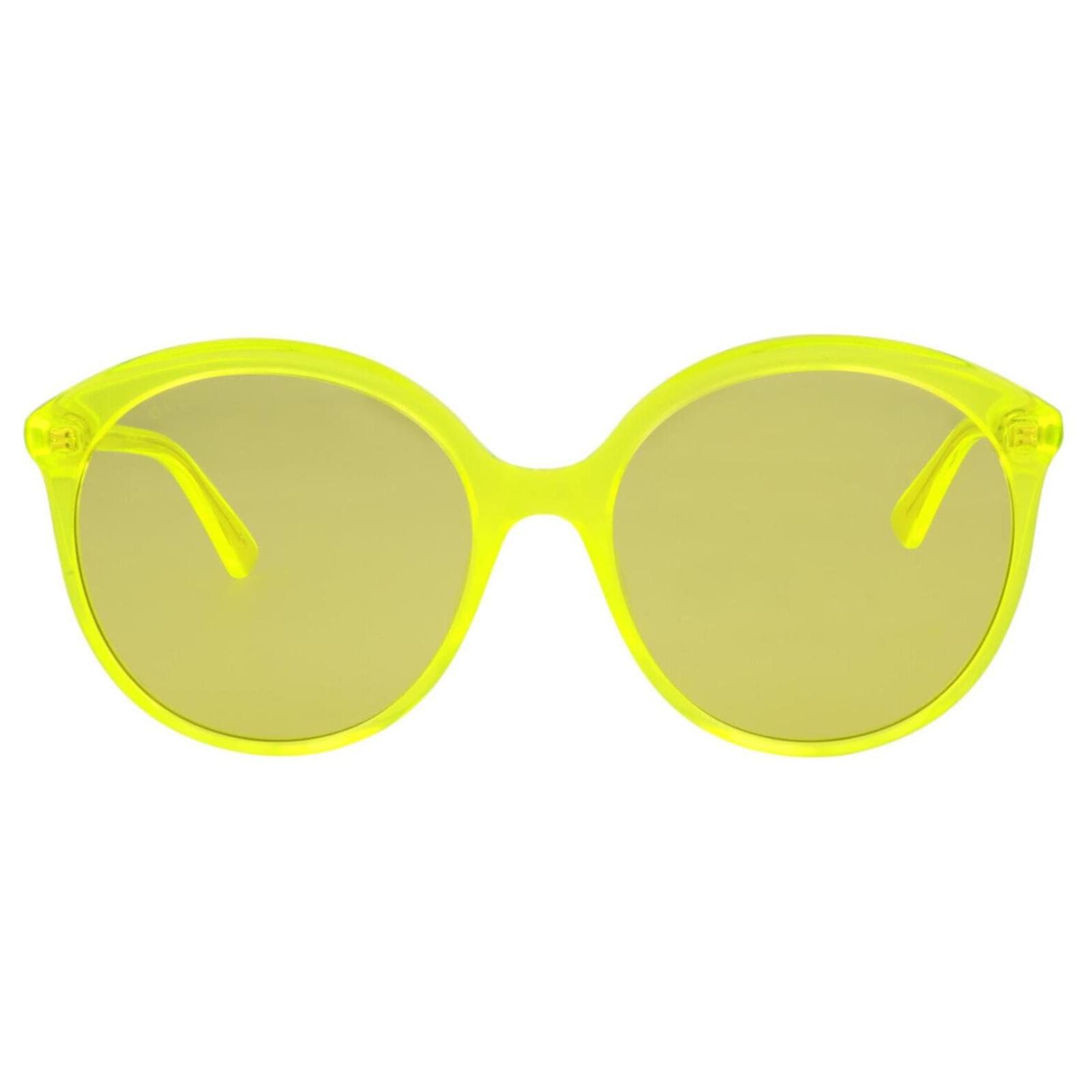 Gucci Occhiali da sole rotondi in acetato Giallo ref.378145 - Joli Closet