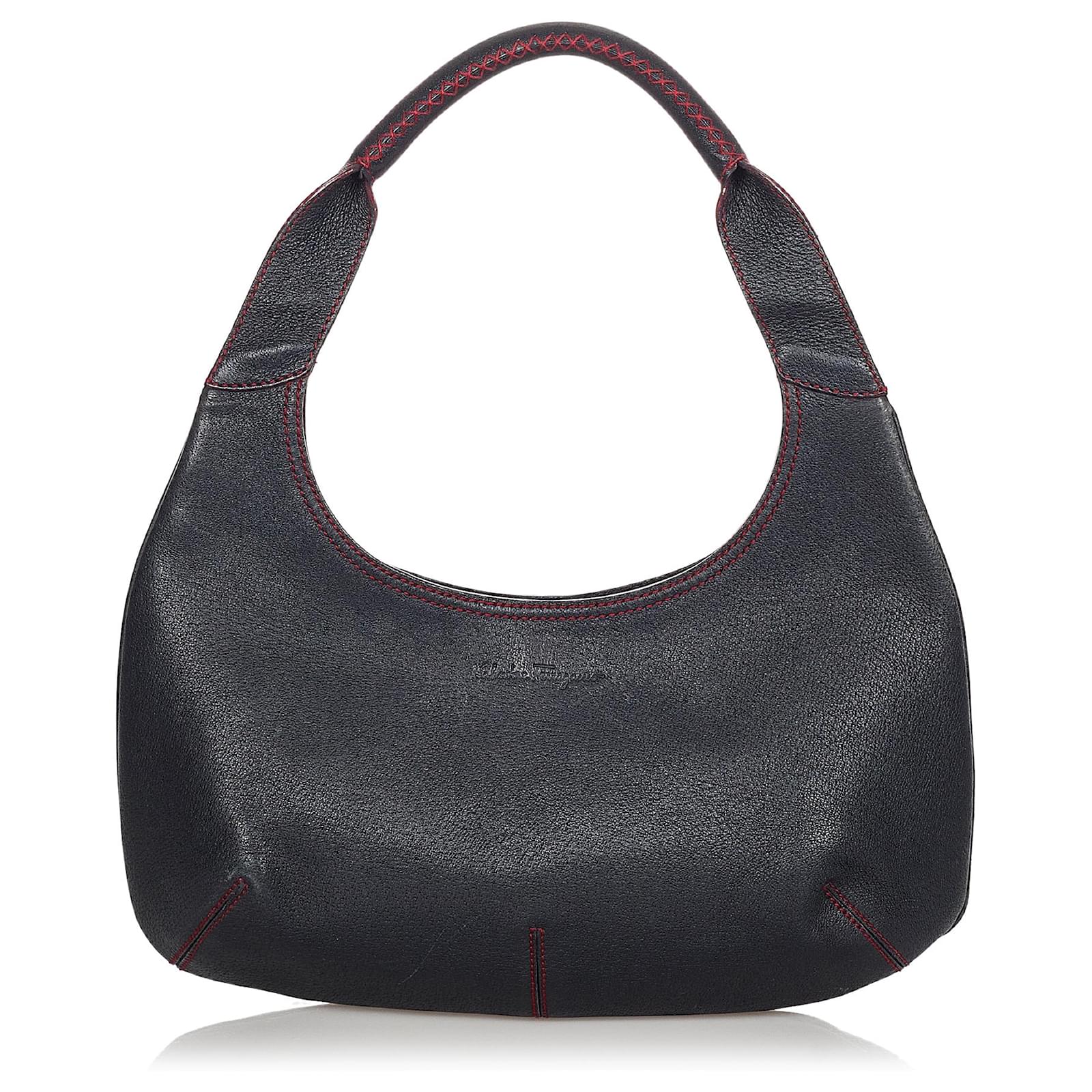 ハンドバッグ SALVATORE FERRAGAMO BLACK LEATHER MEDIUM HOBO HANDBAG Salvatore Ferragamo Black Leather Hobo Salvatore Ferragamo | TLC