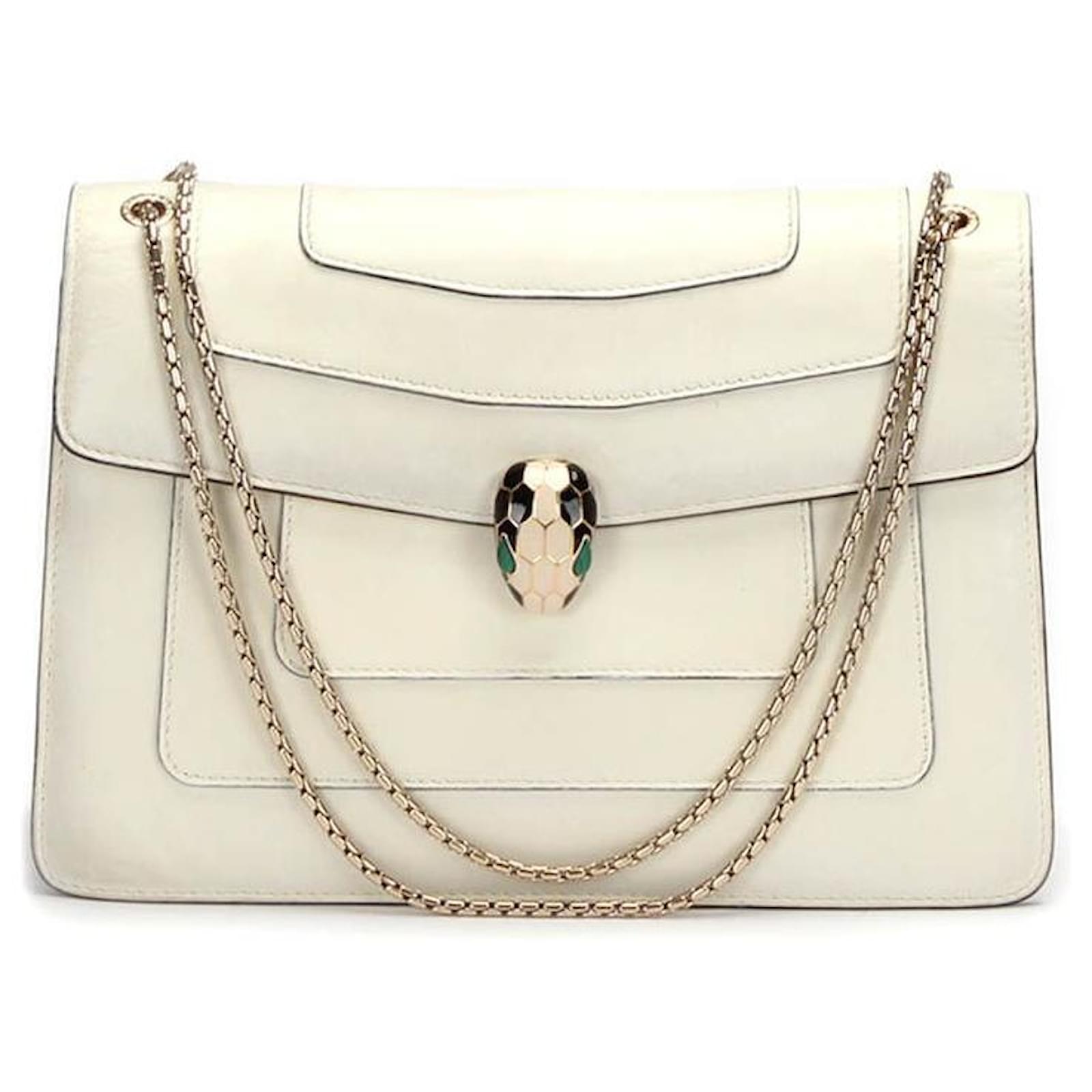 Bulgari Bolso de hombro Bvlgari Serpenti Forever Leather en piel de becerro blanca  Blanco  - Joli Closet