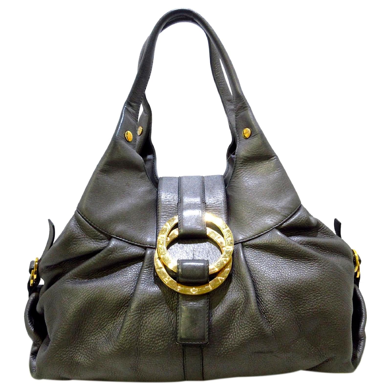 Bulgari Bvlgari Gray Chandra Leather Shoulder Bag Grey Pony-style calfskin   - Joli Closet