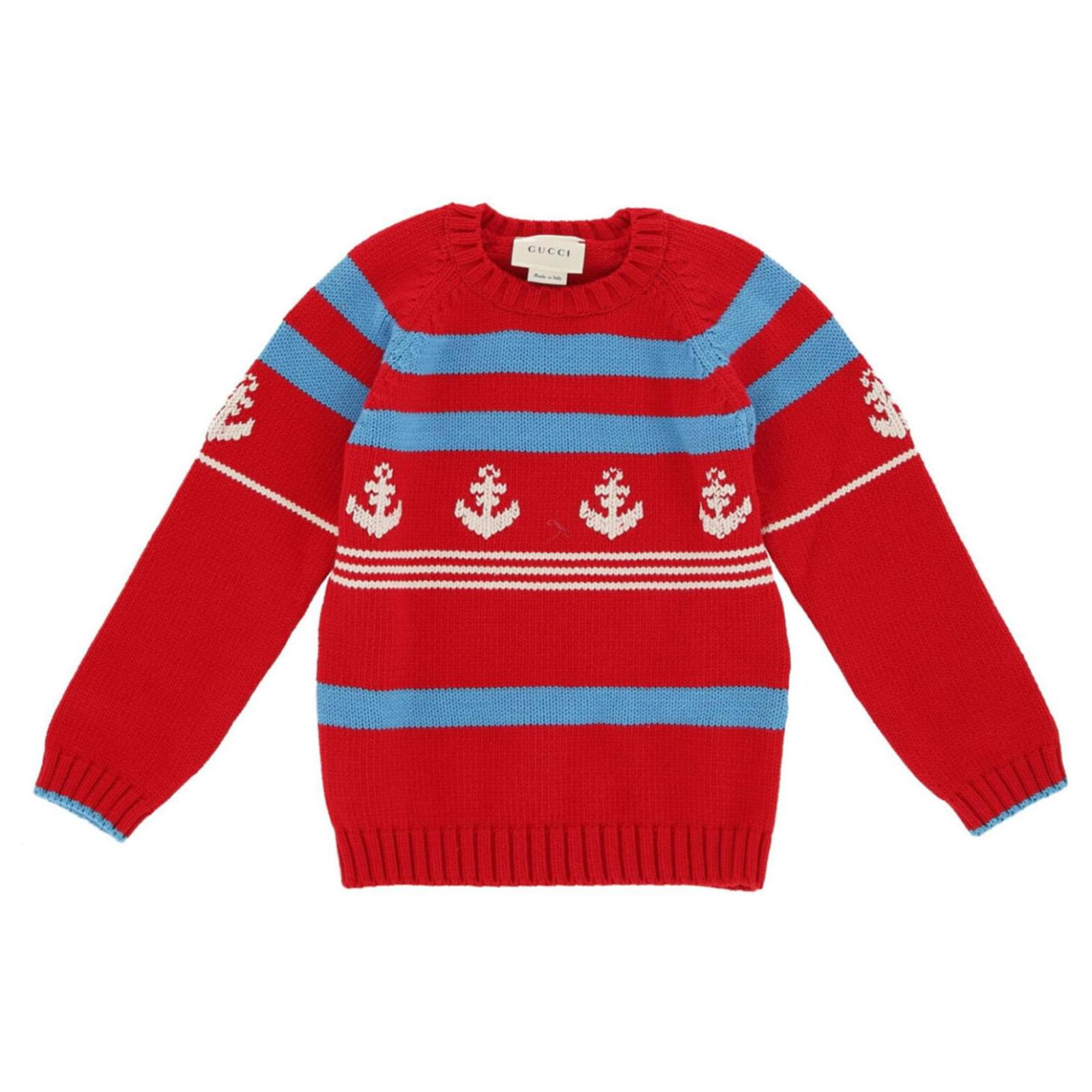 Gucci Maglione a righe nautiche per bambini Rosso Lana ref.380017 - Joli  Closet