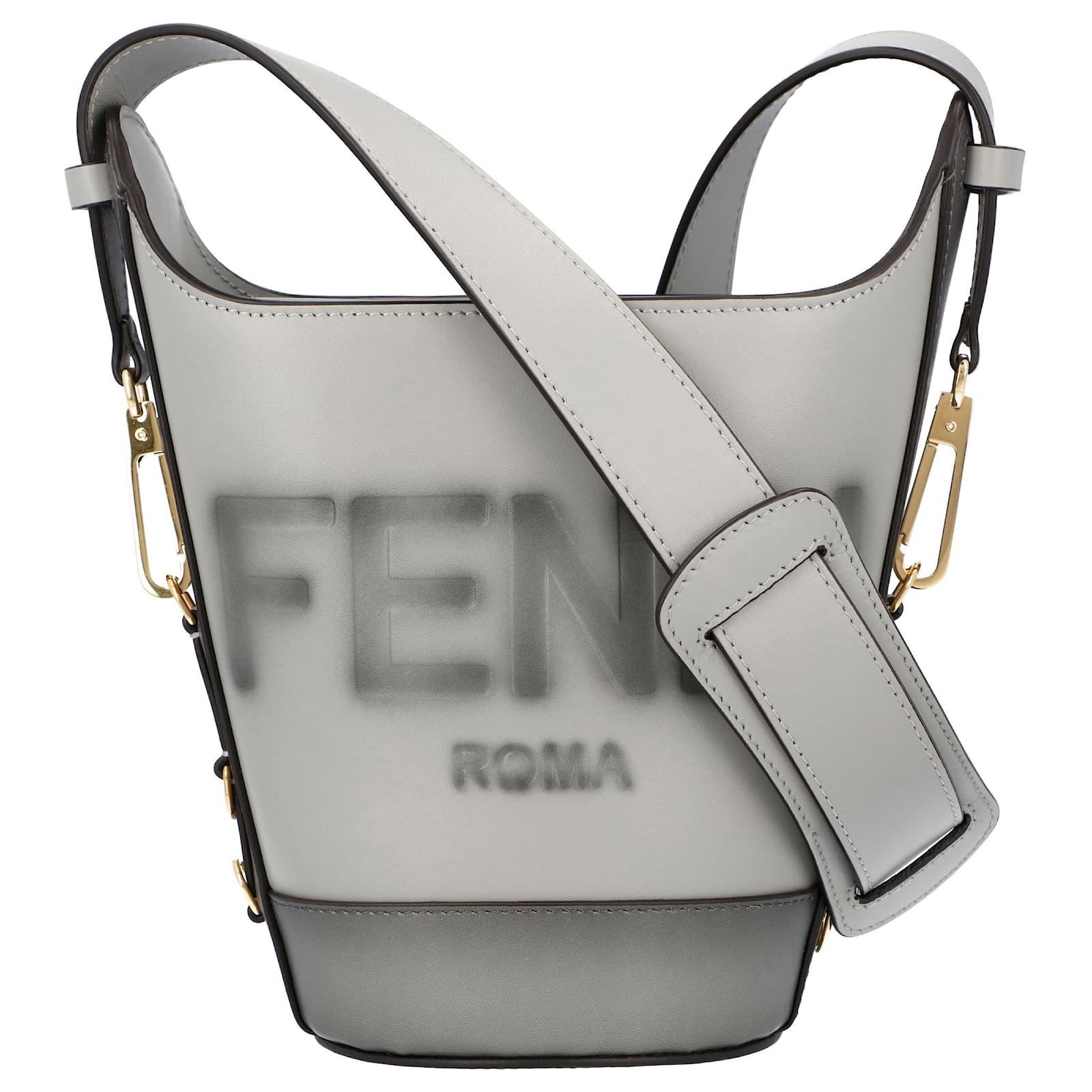 fendi Borsa secchiello Bouquet grigia con stampa logo Grigio Pelle