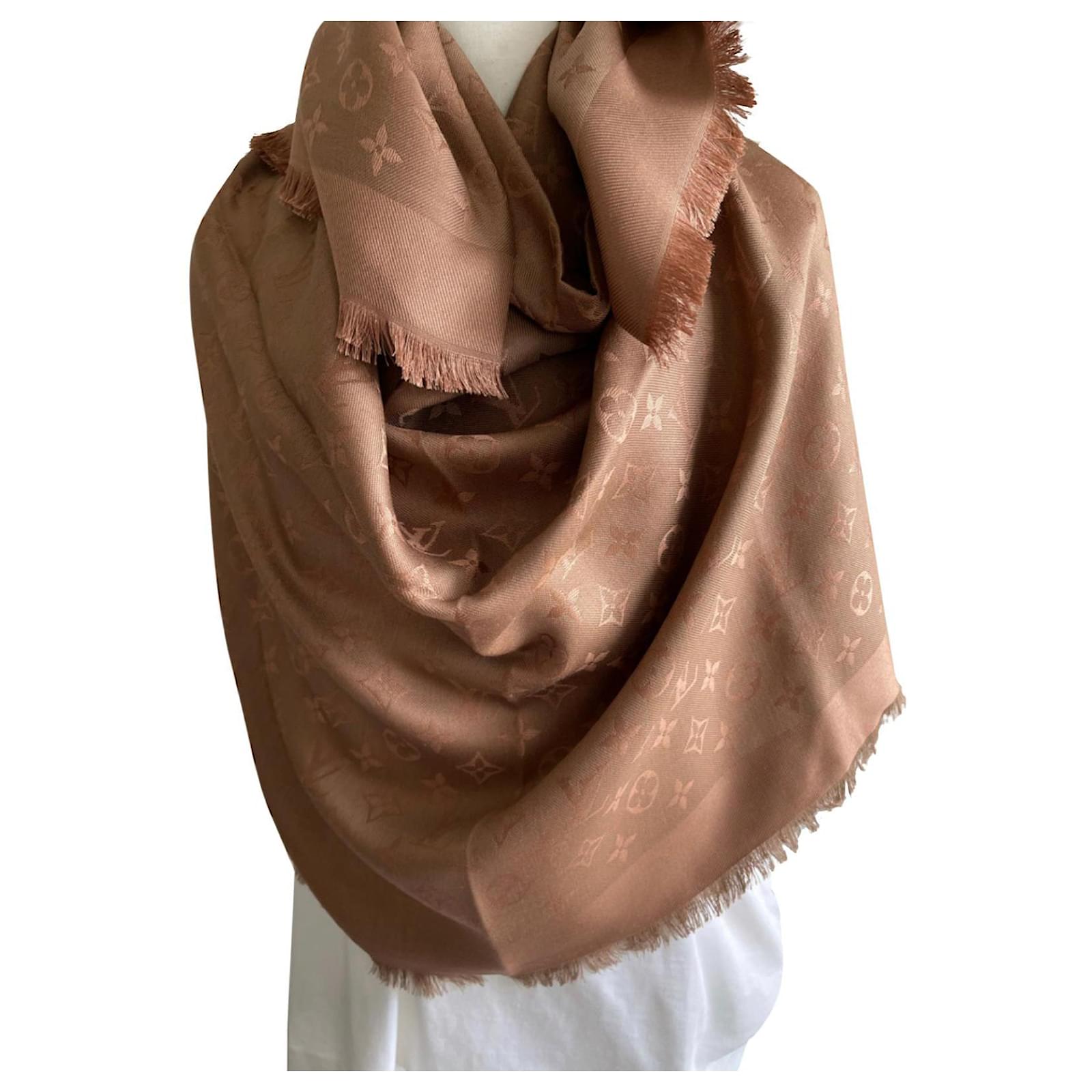 brown monogram scarf