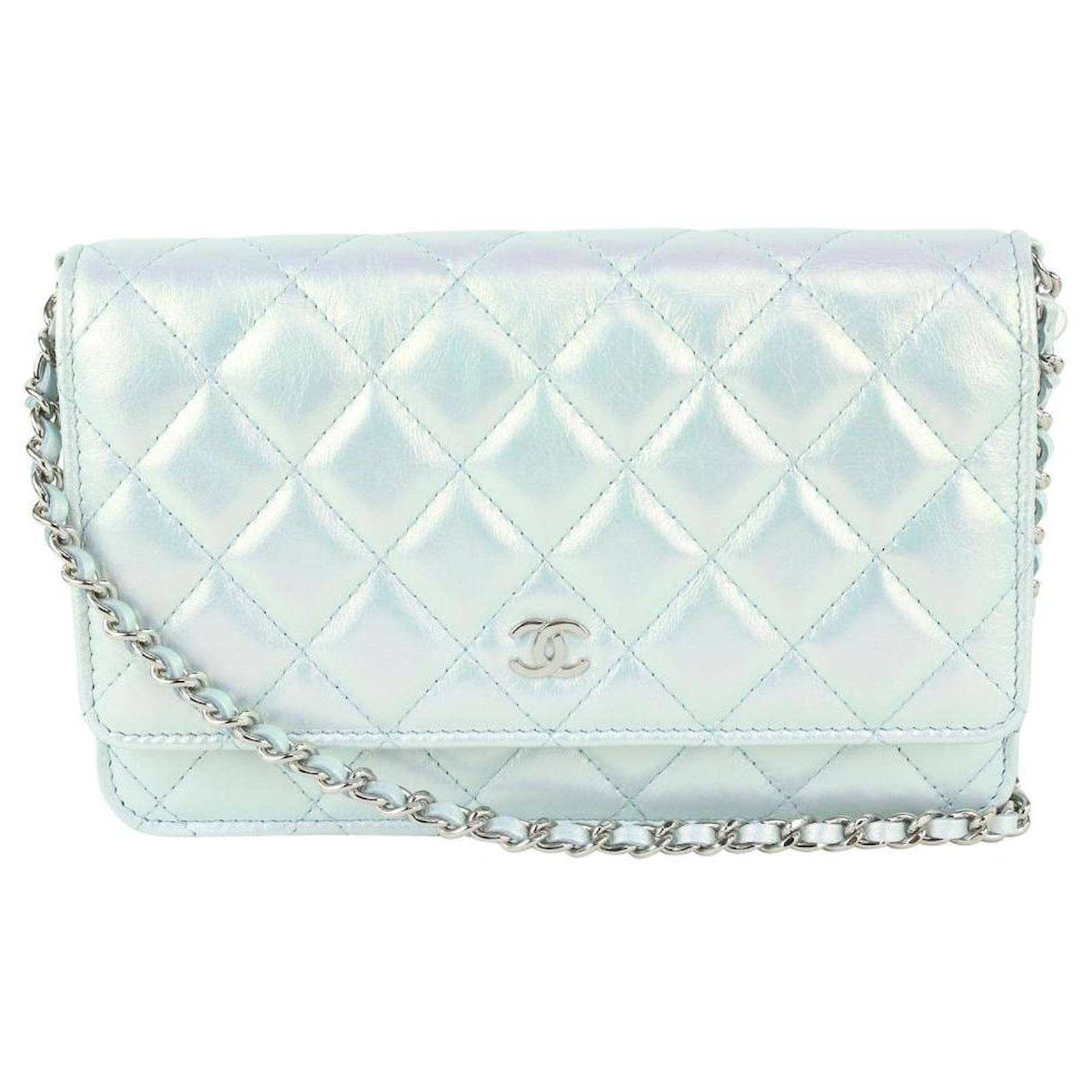 Chanel Quilted Iridescent Mother of Pearl Wallet on Chain WOC Flap Bag  Leather ref.380323 - Joli Closet