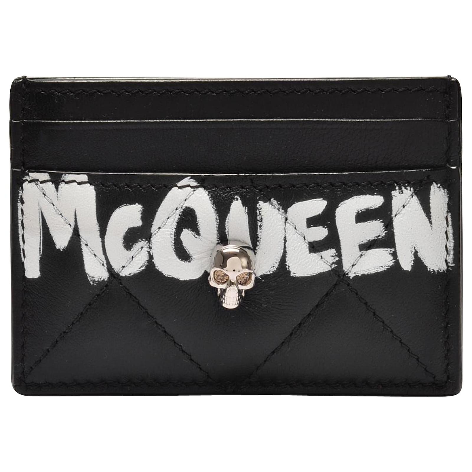 Alexander McQueen Men's Black McQueen Graffiti Card Holder (Calf Leather)