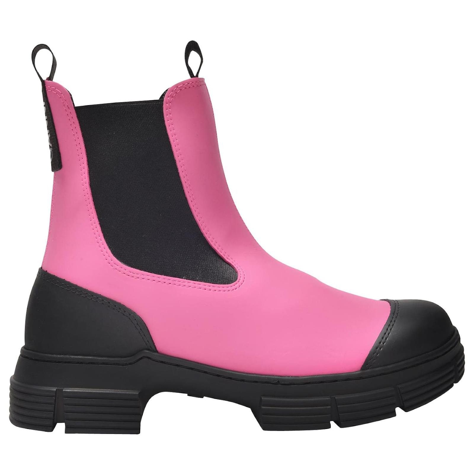 Ganni Chelsea Ankle Boots in Pink Recycled Rubber ref.381156