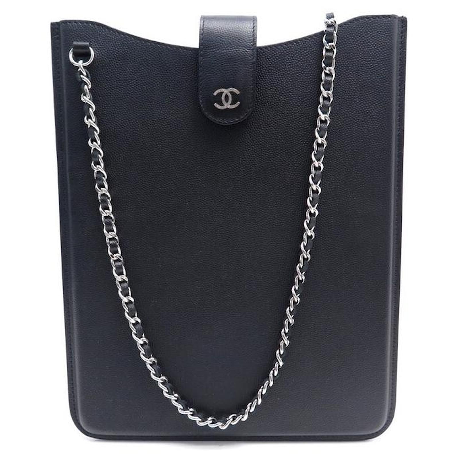 NEW CHANEL BAG IPAD TABLET CASE IN BLACK CAVIAR LEATHER