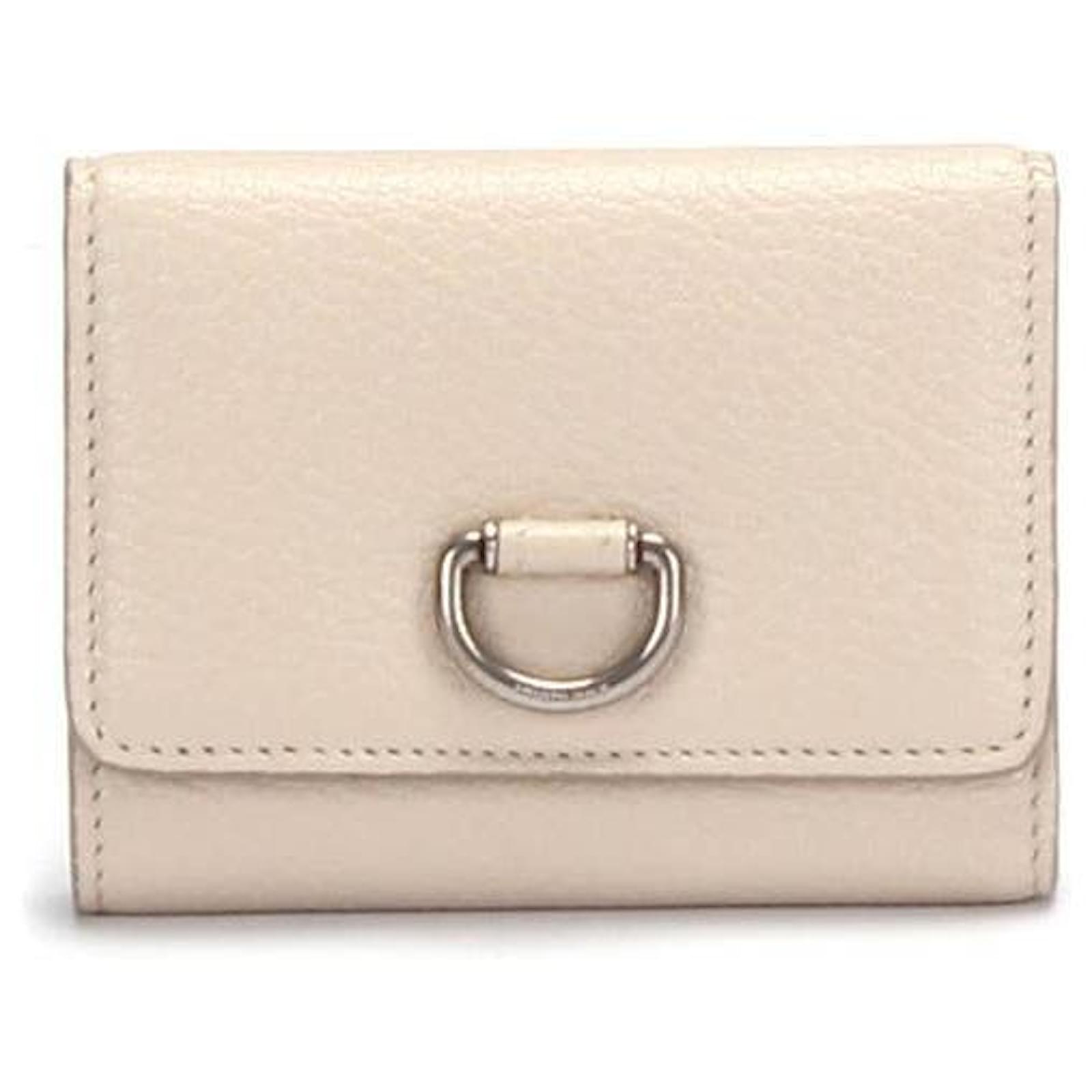 Burberry D-Ring Leather Small Wallet in white calf leather leather   - Joli Closet
