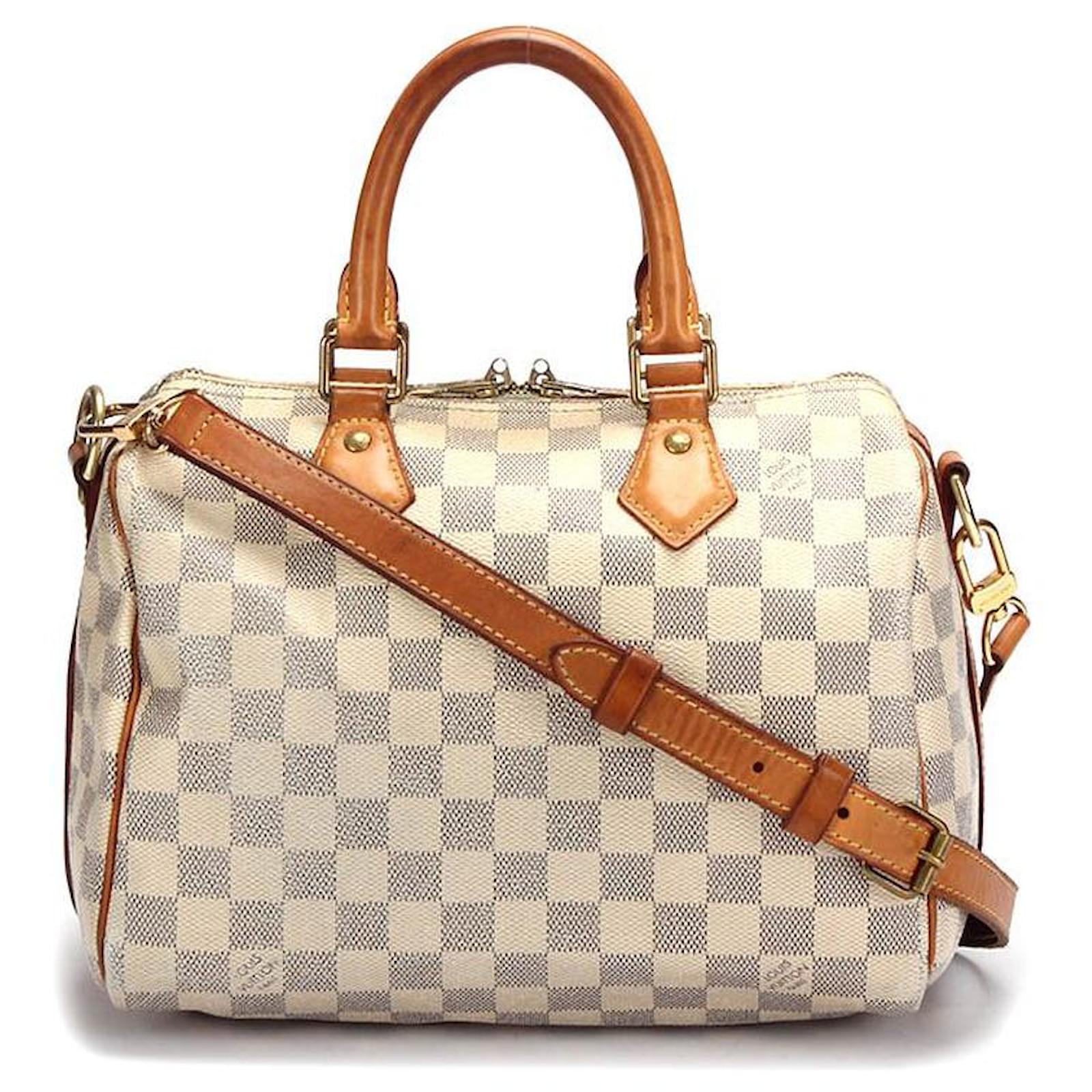 LOUIS VUITTON Damier Azur Speedy Bandouliere 25 in tela patinata  bianca/impermeabile Bianco ref.381814 - Joli Closet