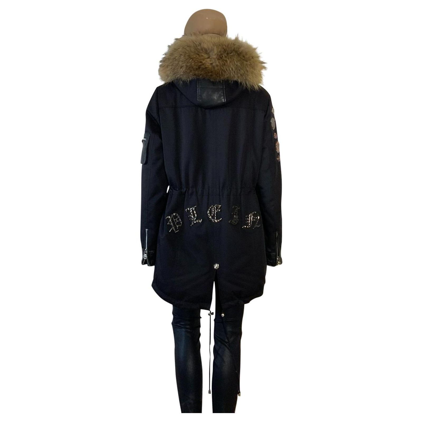 Manteau Avec Capuche PHILIPP PLEIN Pour Femme - Taille S, Noir, 100% Polyester, Très Bon état