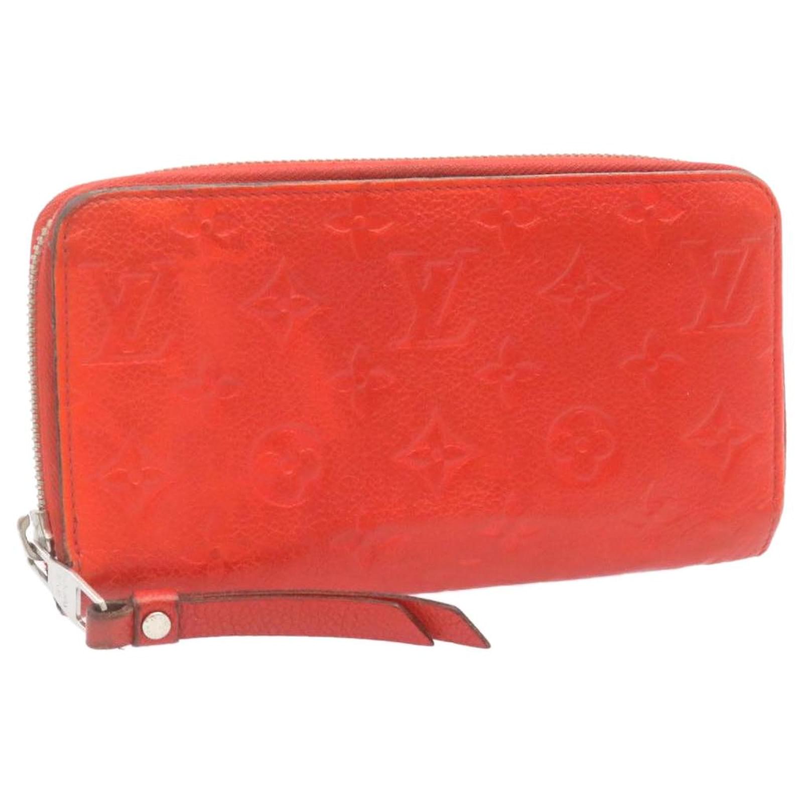 LOUIS VUITTON Monogram Empreinte Leather Zippy Wallet Red