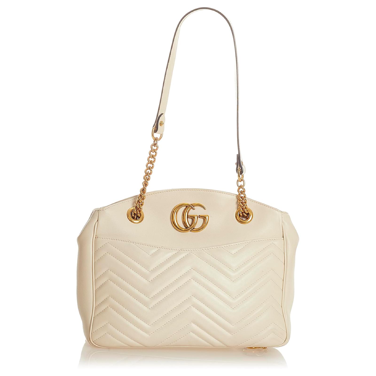 Gucci GG Marmont Shoulder Bag Matelasse Medium White in Calfskin
