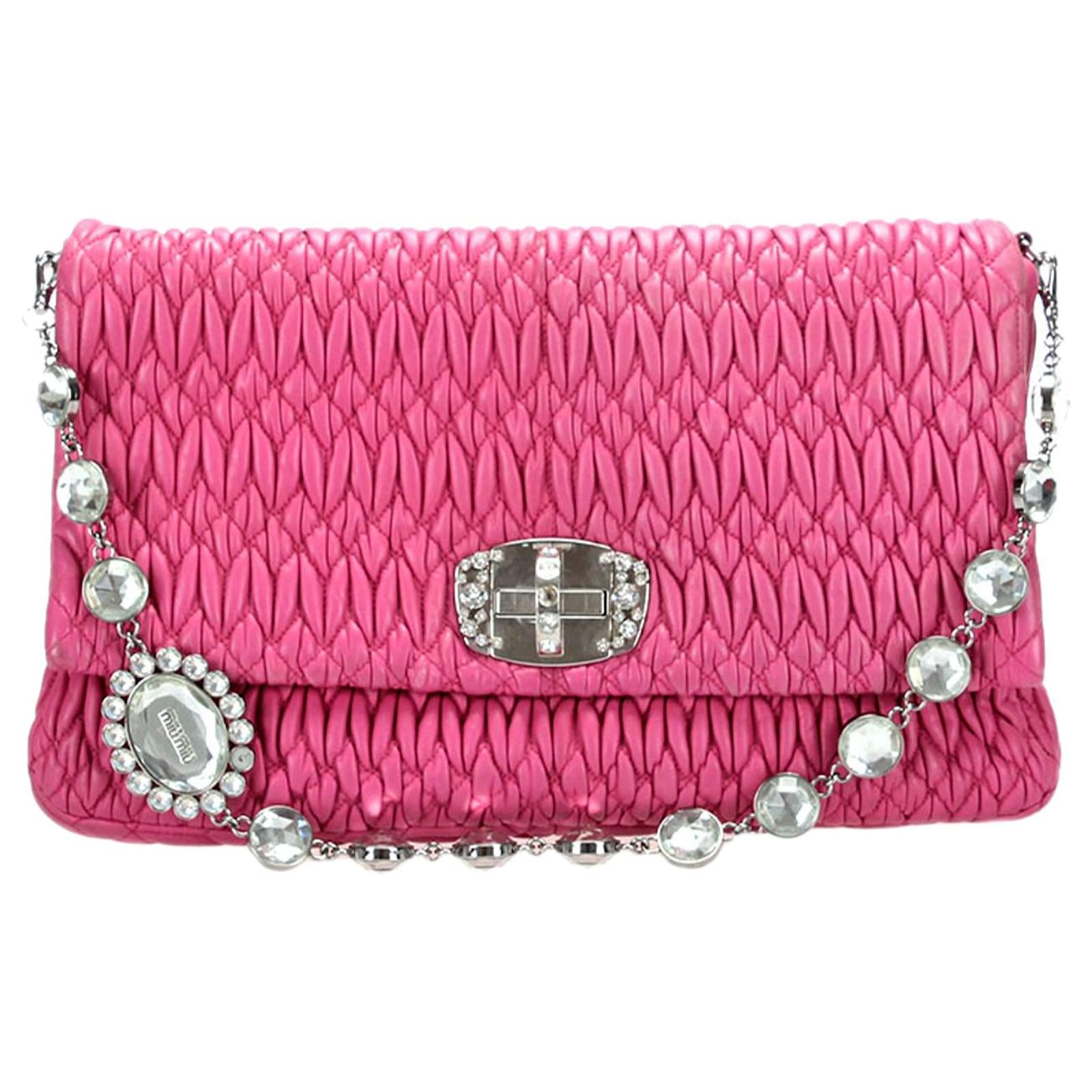 Miu Miu Borsa a tracolla in pelle di cristallo rosa Matelasse Miu