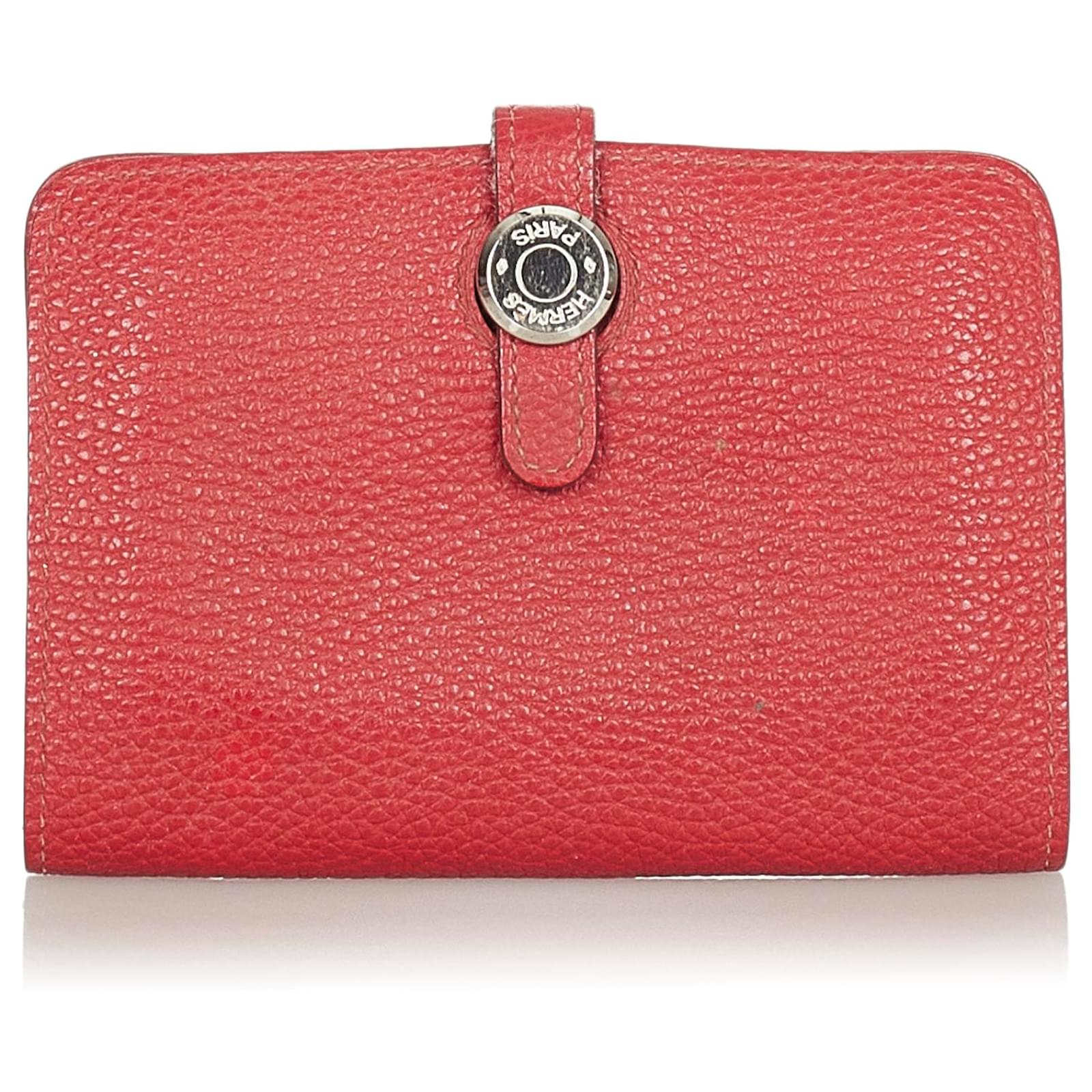 Hermès Hermes Red Dogon Compact Wallet Leather Ponystyle calfskin ref