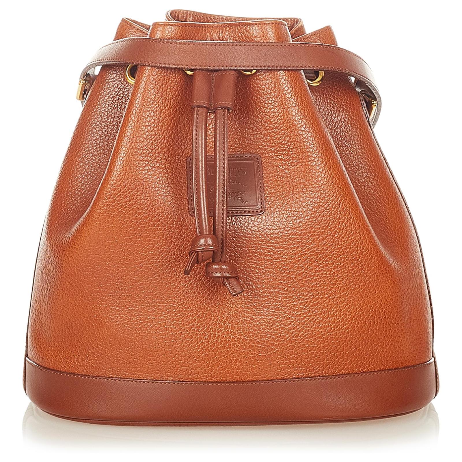 Burberry Brown Leather Bucket Bag Pony-style calfskin