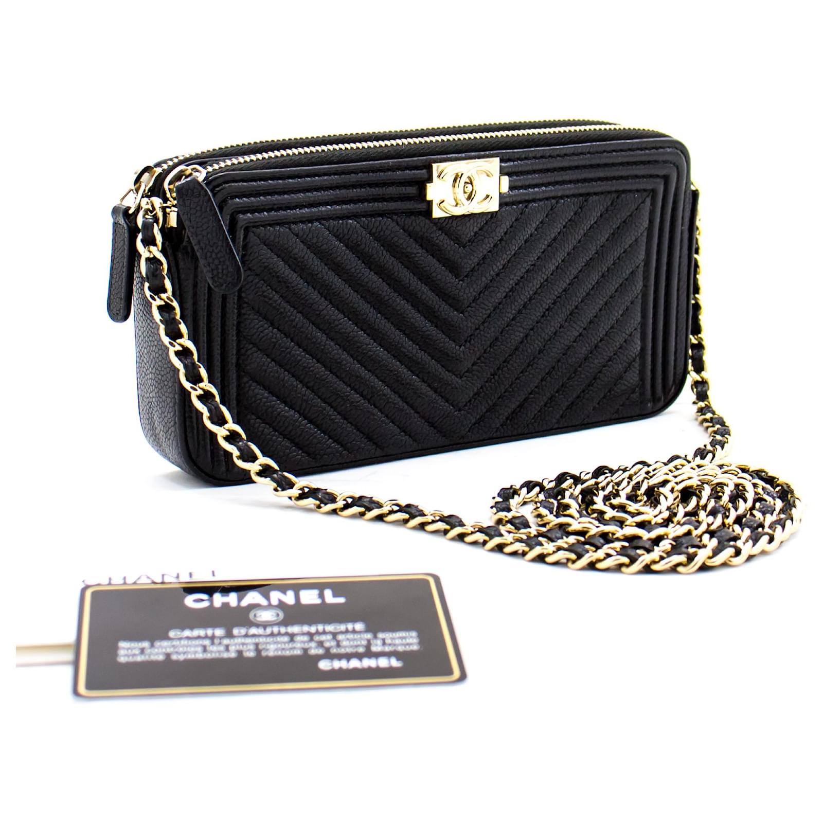 Chanel Boy Wallet on Chain; 23P Collection; Black w/ Gold Hardware