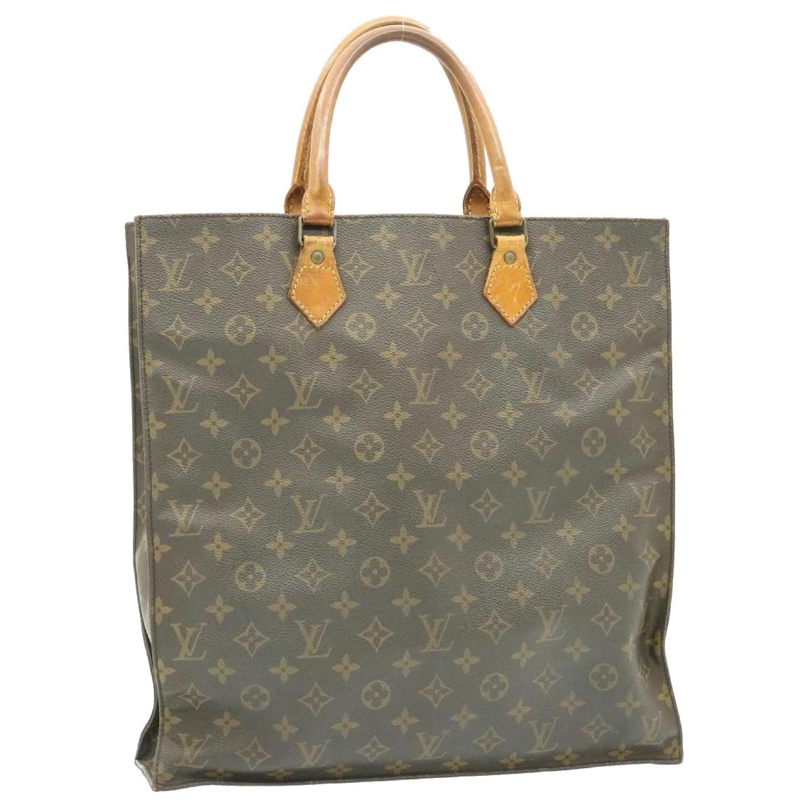 LOUIS VUITTON Monogram Sac Plat Hand Bag M51140 LV Auth 25194 Brown Cloth  ref.383225 - Joli Closet