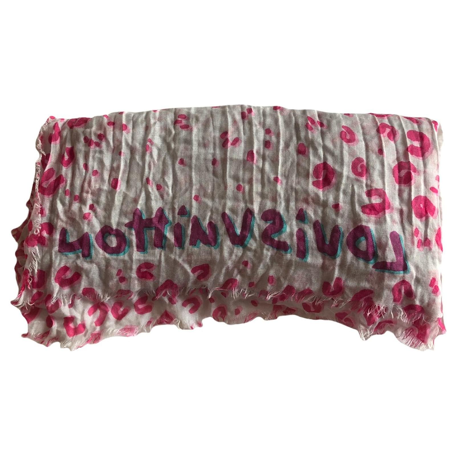 Louis Vuitton Pink Cashmere Leopard Stole Stephen Sprouse ref