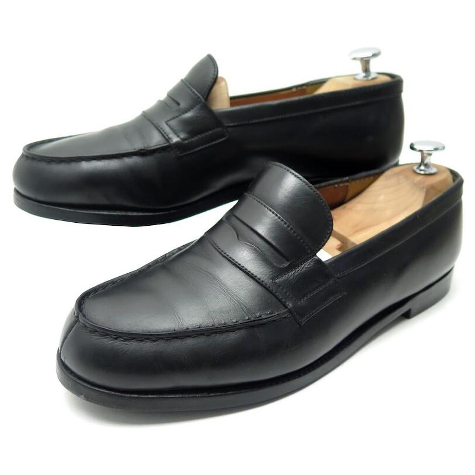 JM WESTON SHOES 180 6D 40 BLACK LEATHER LOAFERS SHOES ref.383339