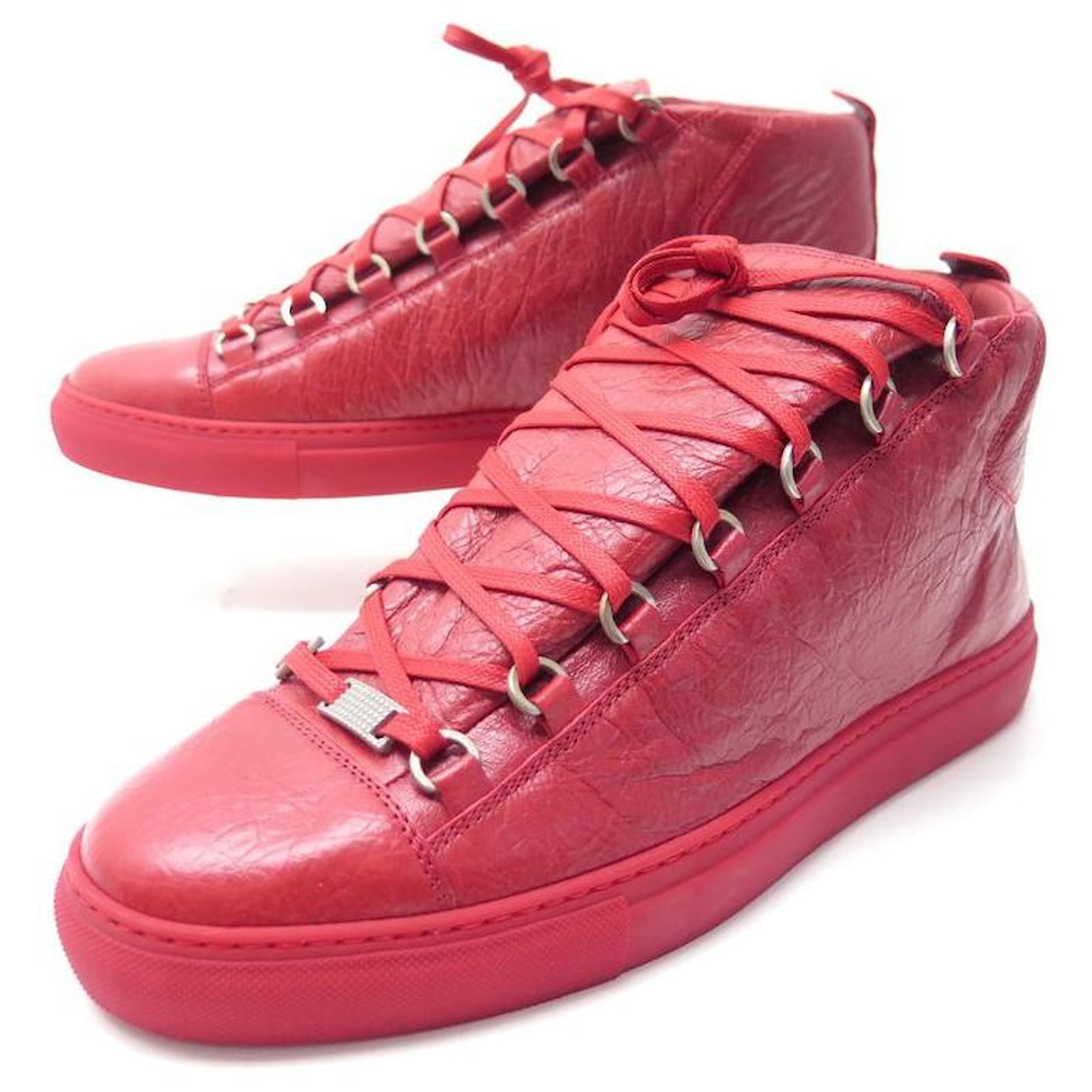 BALENCIAGA BASKETS ARENA SHOES 43 Red leather 412381 NEW SNEAKERS - Joli Closet