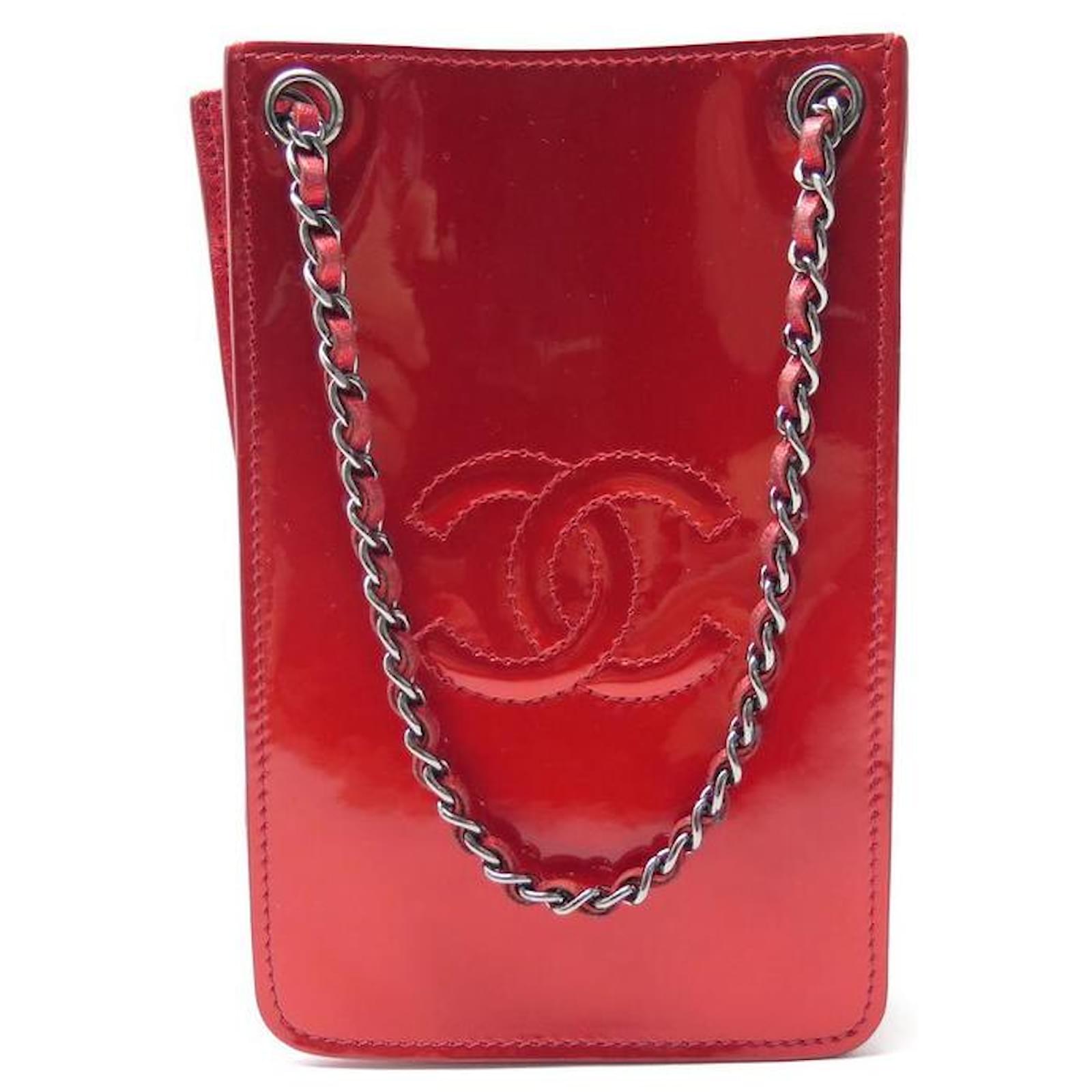 Chanel Red CC Phone Holder Chain Crossbody Chanel