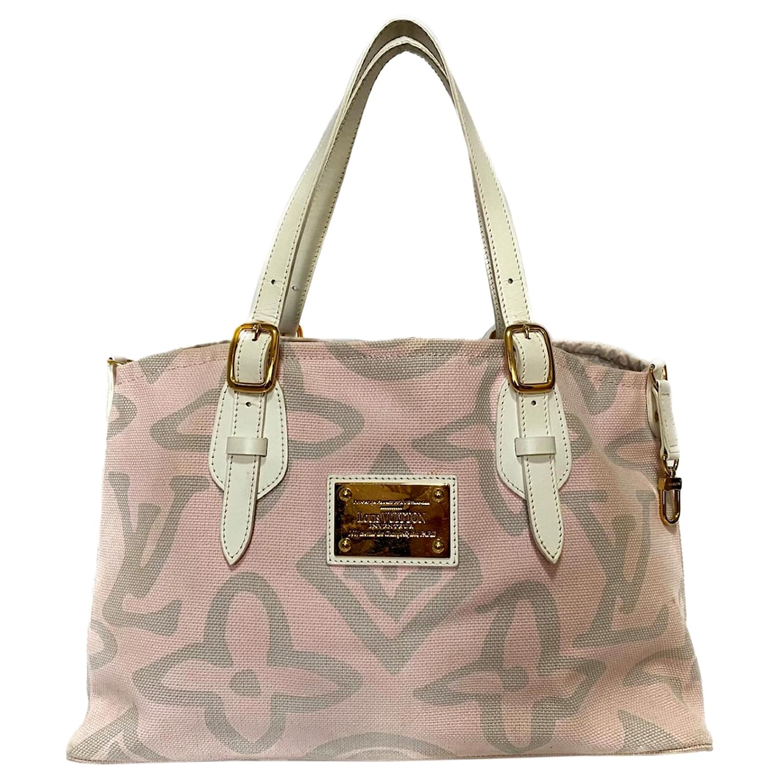 Louis Vuitton Pink Tahitienne Cabas PM White Leather Cloth Pony-style  calfskin Cloth ref.490578 - Joli Closet