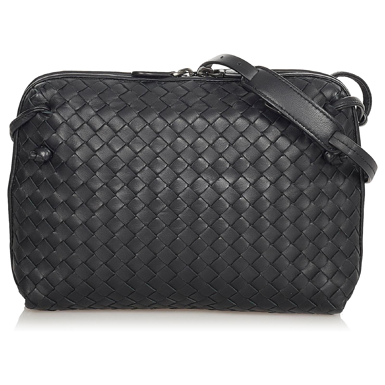 Bottega Veneta Black Intrecciato Nodini Leather Crossbody Bag Pony-style  calfskin ref.384094 - Joli Closet