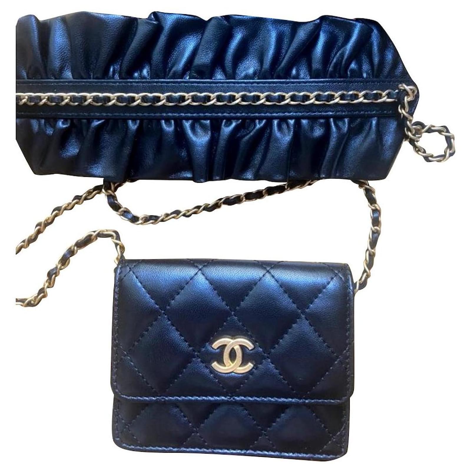 Chanel mini wallet on chain Black Leather ref.384206 - Joli Closet