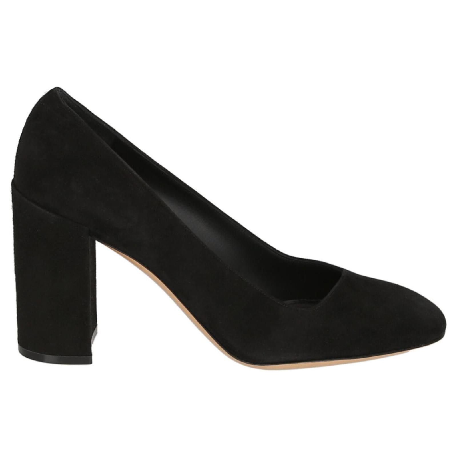 Salvatore Ferragamo Arezzo Suede Block Heel Black ref.385019