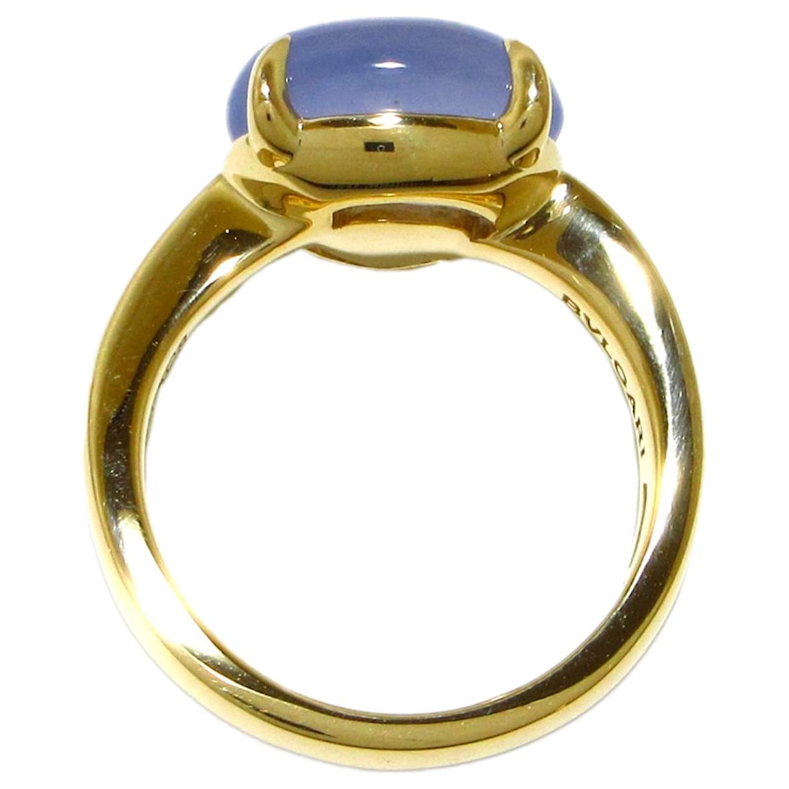Bulgari Bvlgari Gold Mediterranean Eden Chalcedony Ring Blue - Main Image