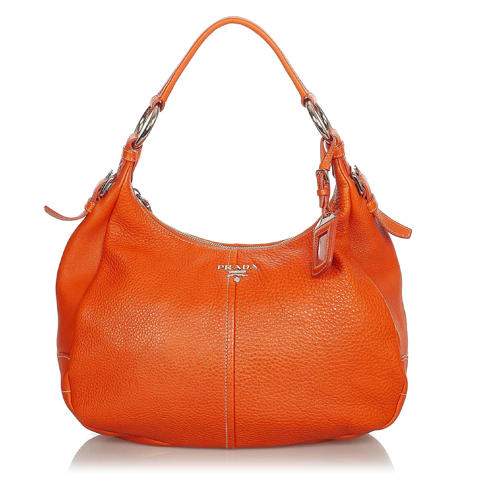 Prada Orange Vitello Daino Hobo Leather Pony-style calfskin  -  Joli Closet