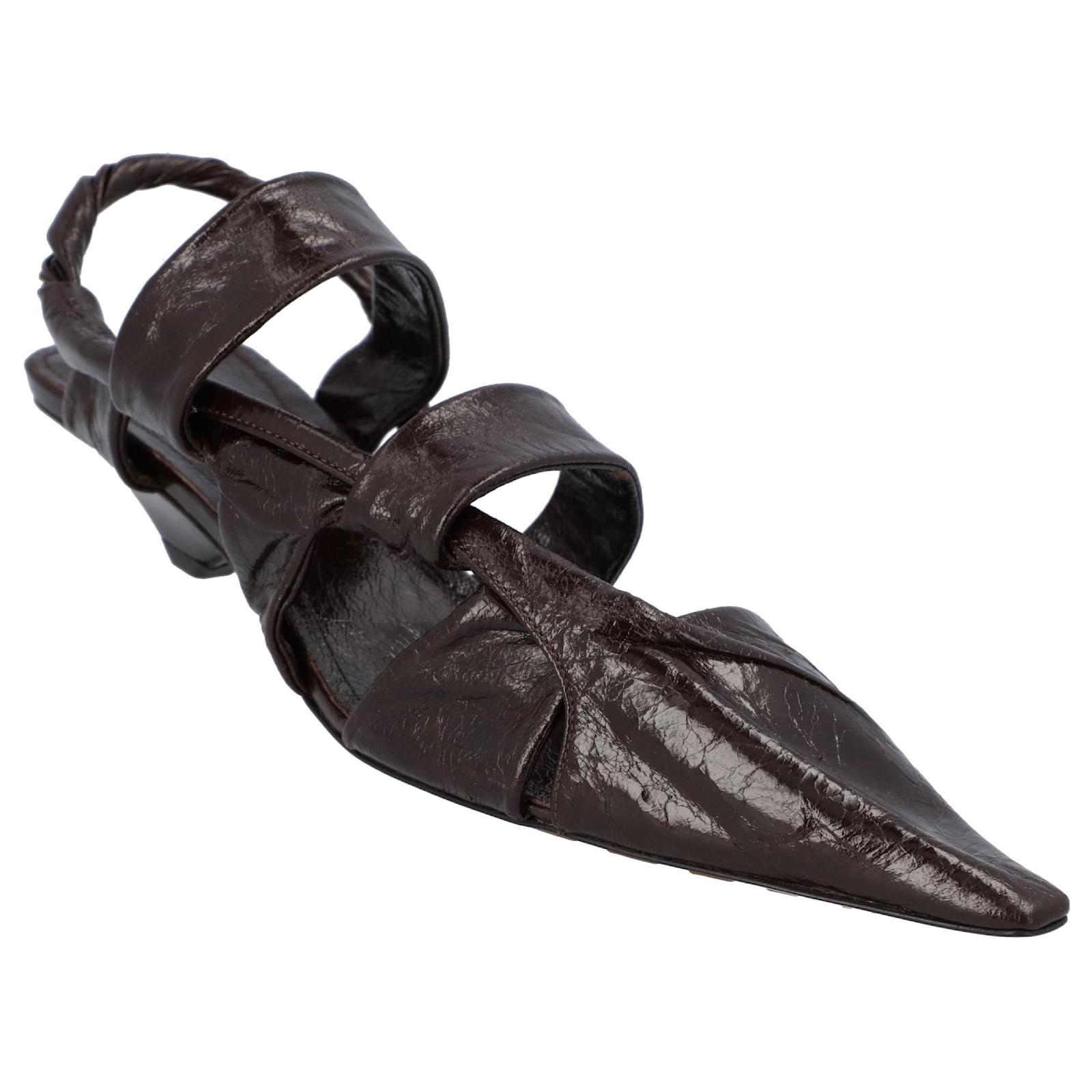 Bottega Veneta The point leather sandals Brown ref.386747 - Joli