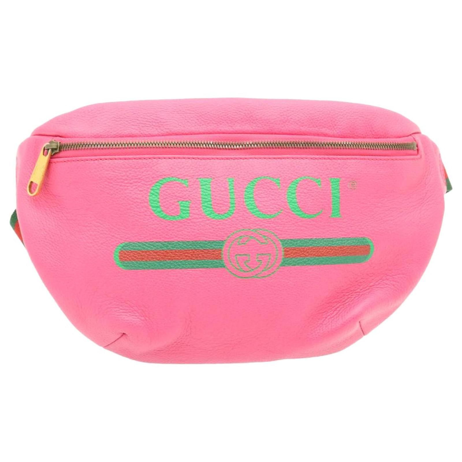 GUCCI Sherry Line Body Bag Rosa Rojo Verde br388 Cuero ref.387467 - Joli Closet