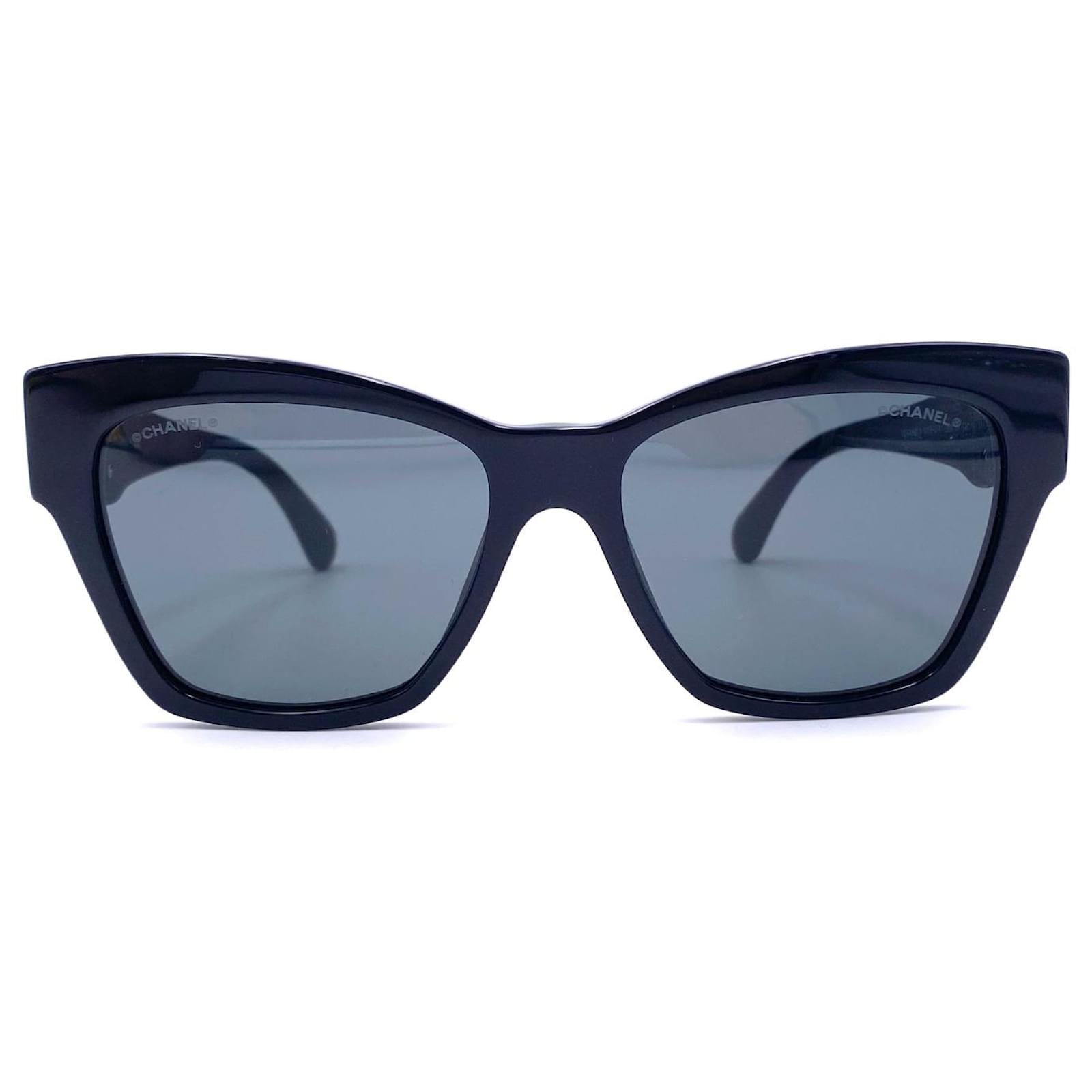 Black Chanel Cat-eye sunglasses 2021 Grey Acetate ref.387888 - Joli Closet