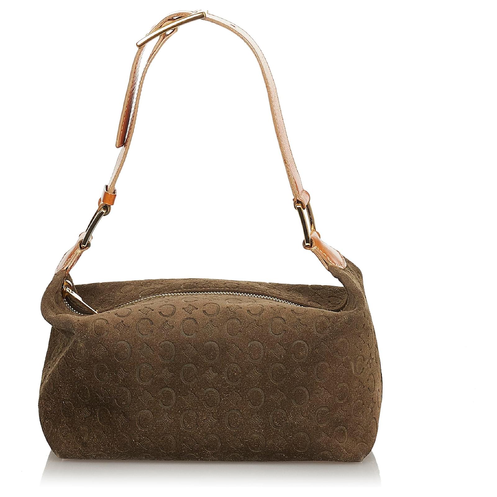 Céline Celine Brown C Macadam Suede Shoulder Bag Dark brown Leather  Pony-style calfskin ref.388072 - Joli Closet