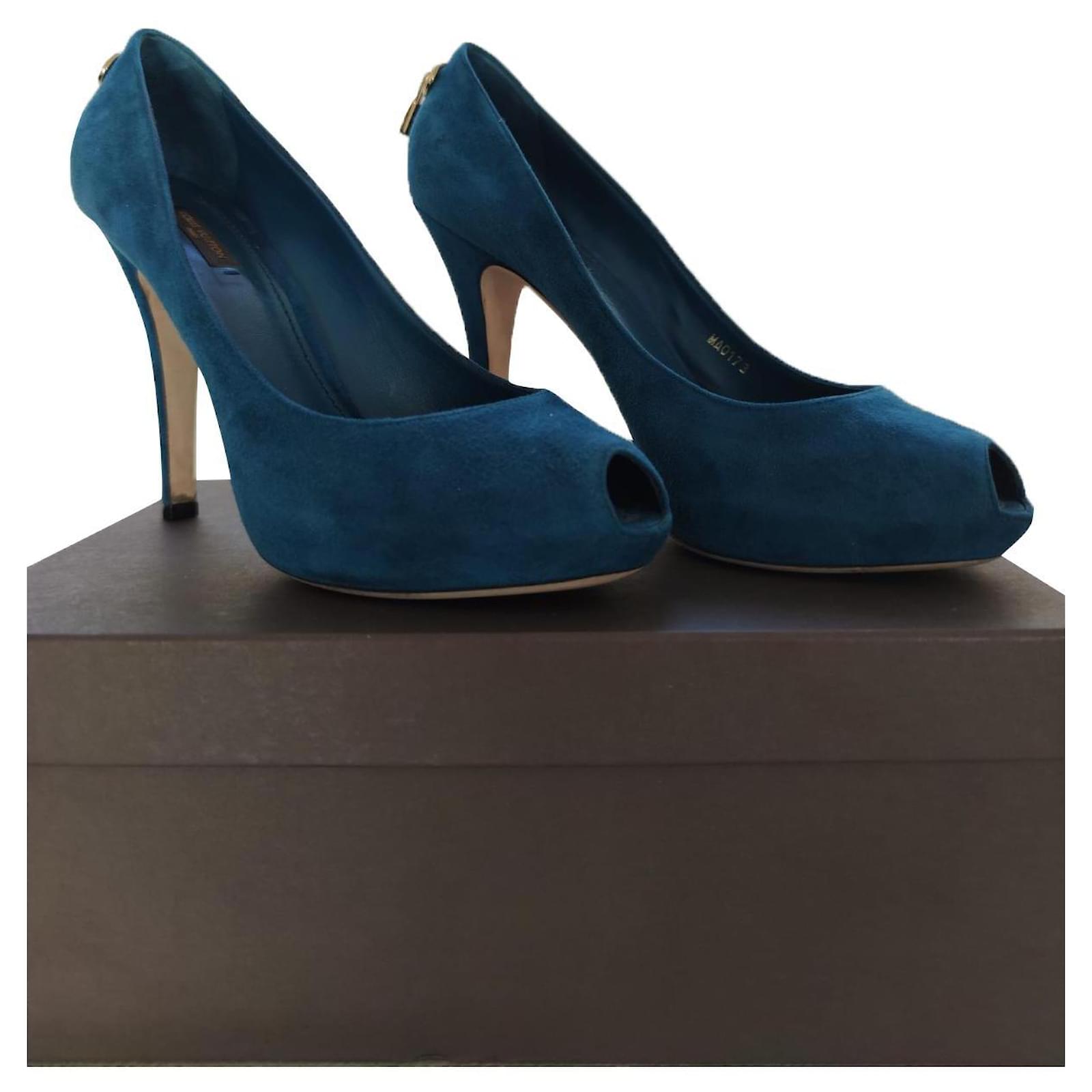 Louis Vuitton - Open toe pumps Blue Deerskin ref.388468 - Joli Closet