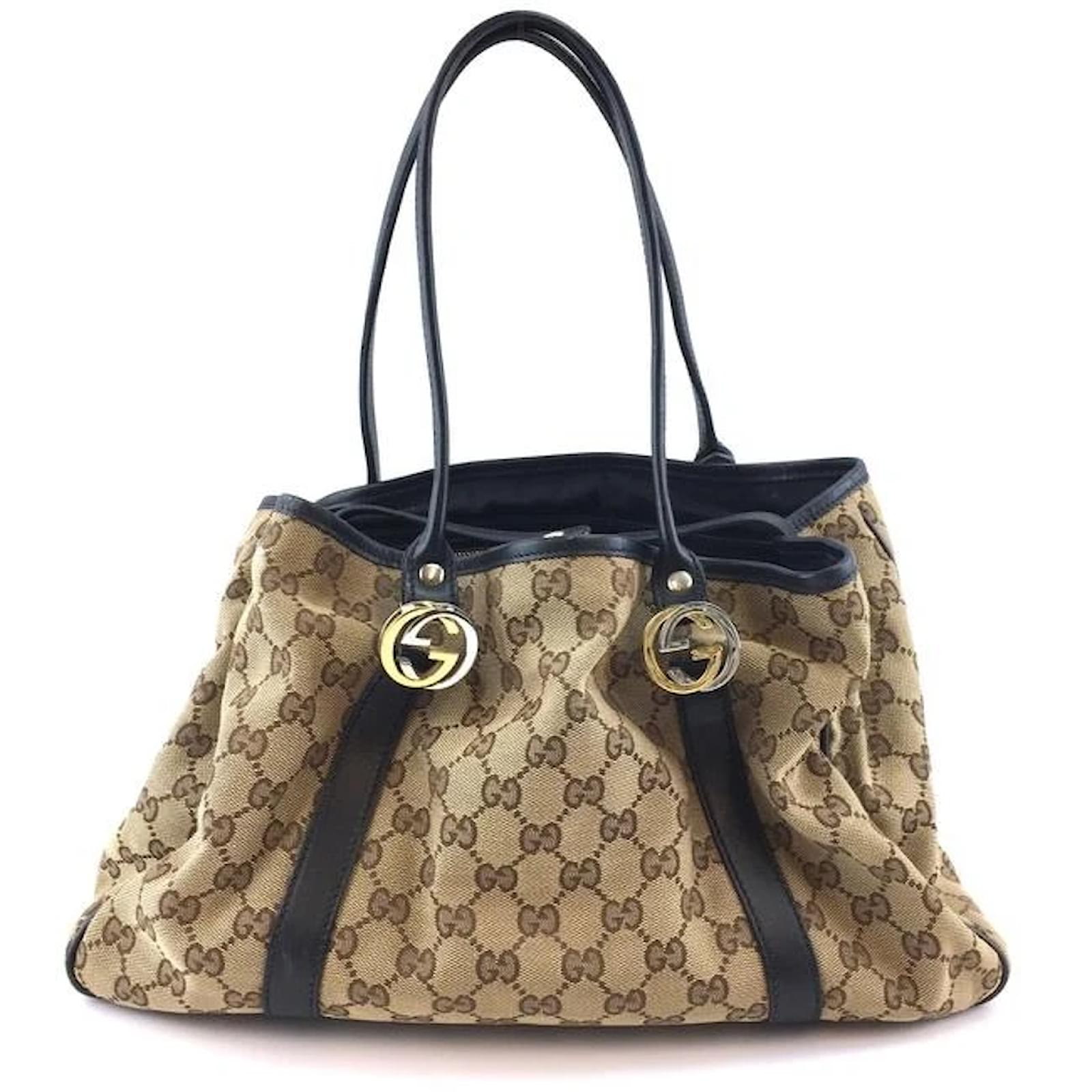 Gucci GG Supreme Signature Tela e Pelle Marrone ref.389446 - Joli Closet