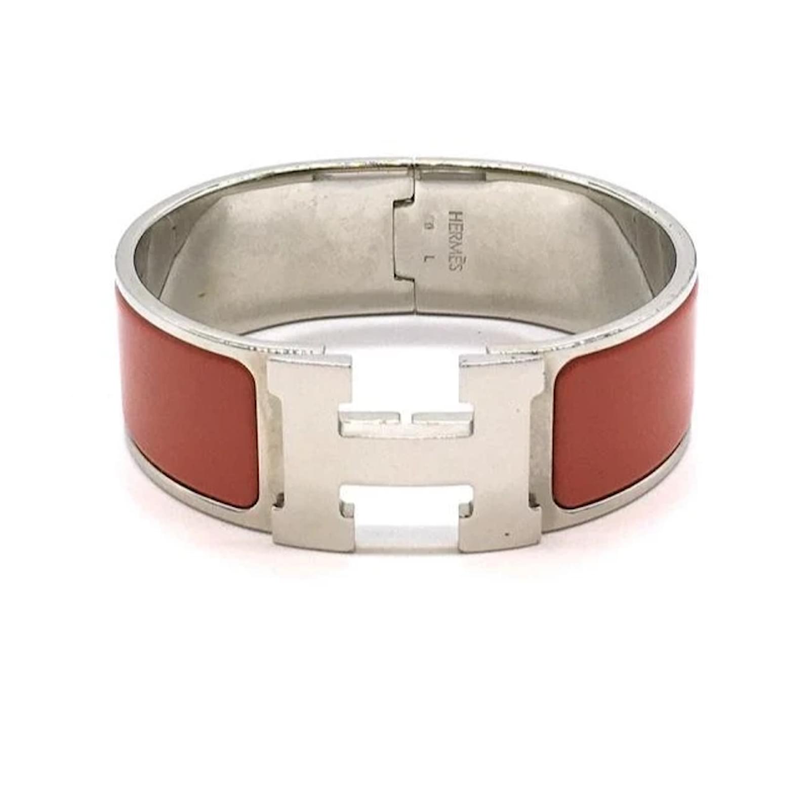 Hermes Clic H Red Enamel Gold Plated Bracelet