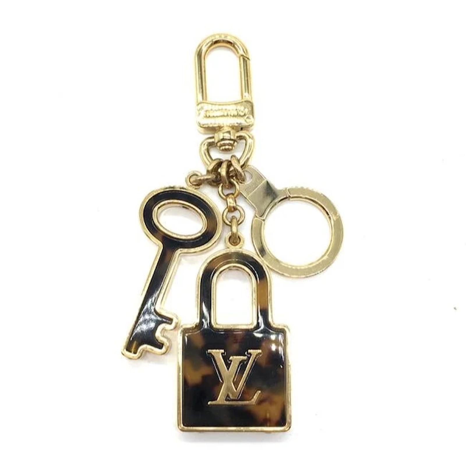 Louis Vuitton Gold Tortoise Print Resin Lock and Key Monogram Key