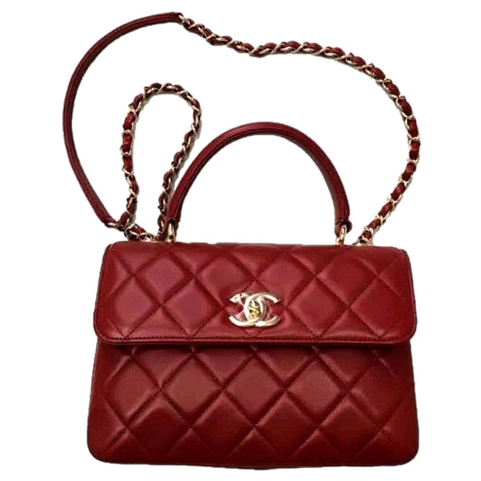 Chanel Small Trendy CC bag GHW Red Leather ref.390170 - Joli Closet