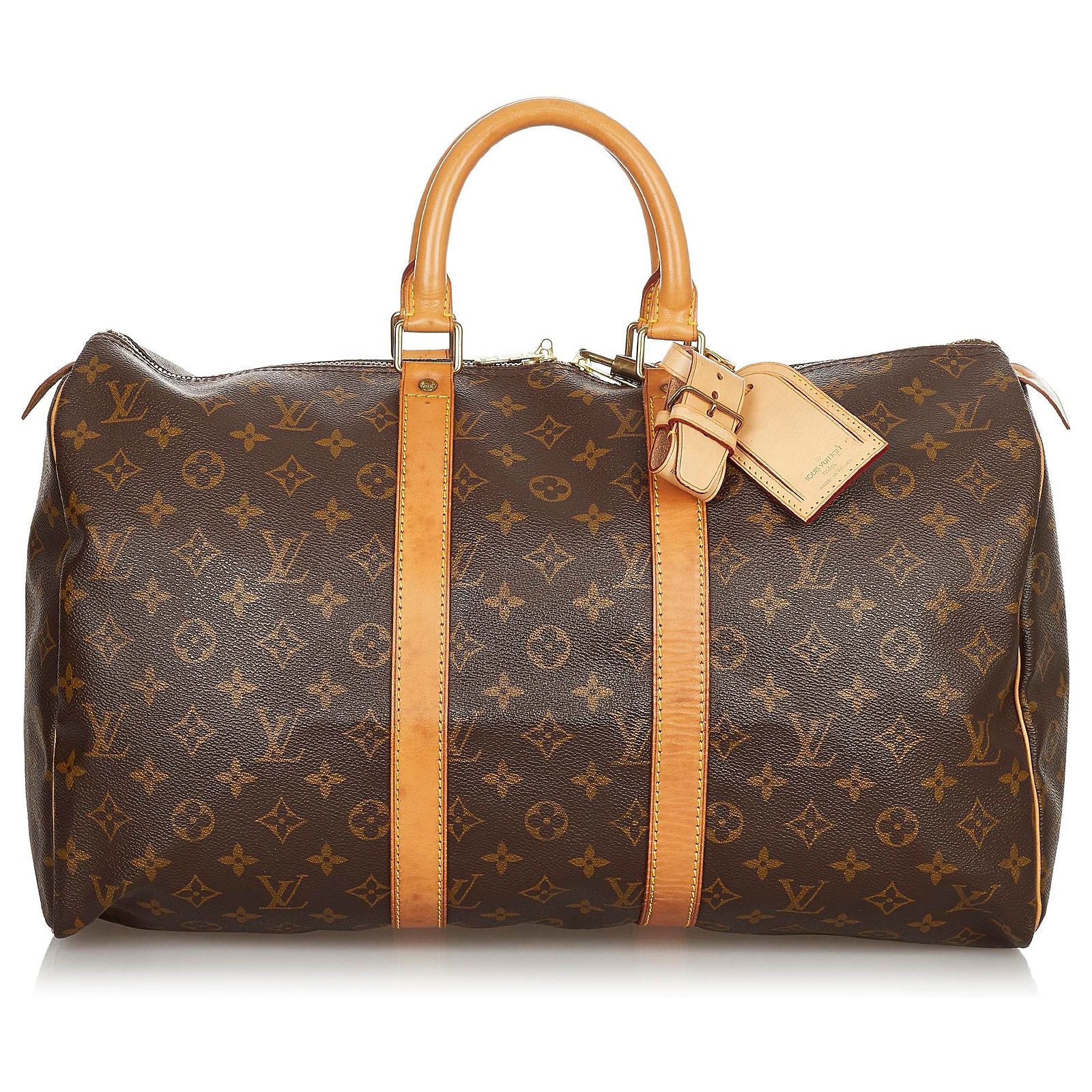 Louis Vuitton Brown-Monogramm-Keepall 45 Braun Leder Leinwand ref 