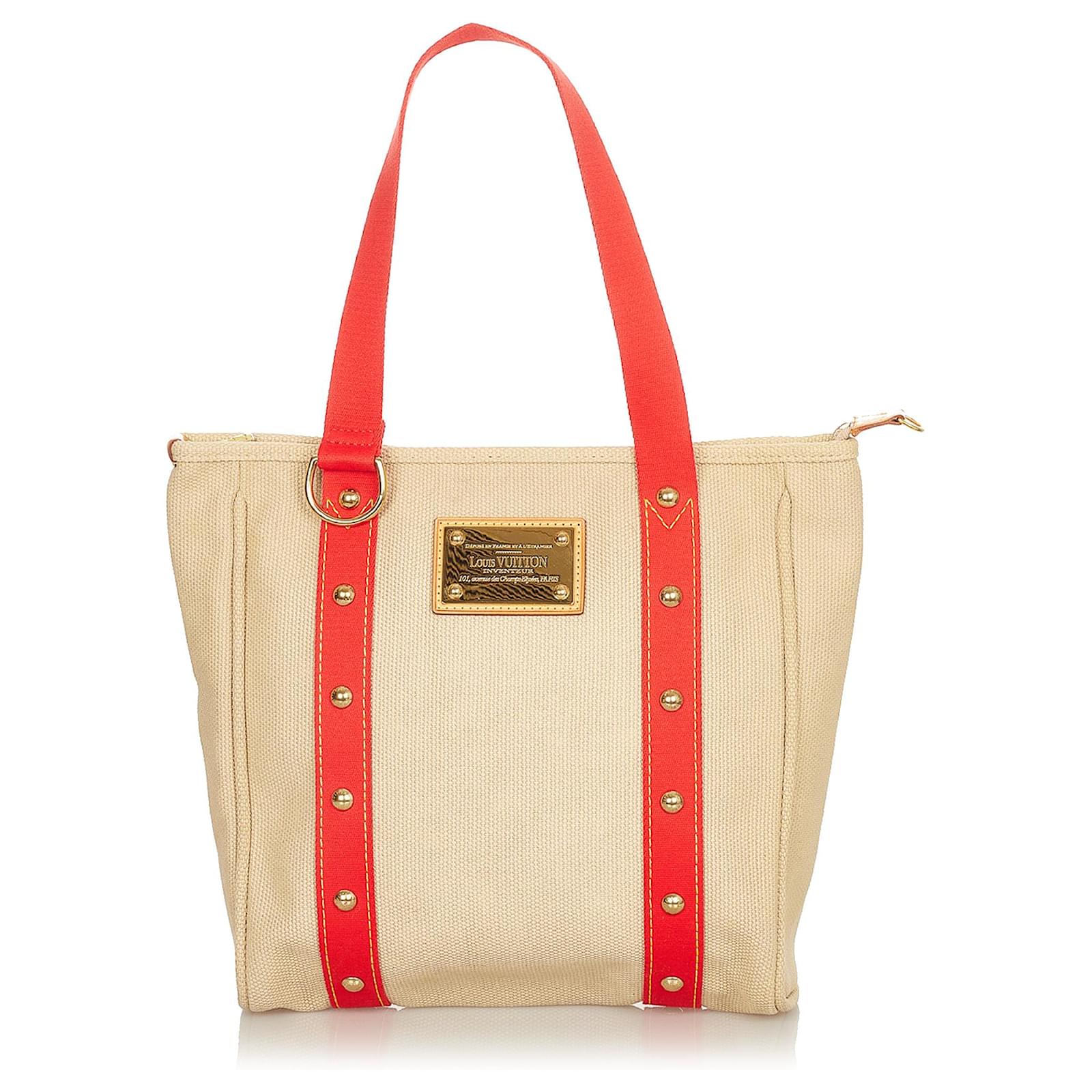 Louis Vuitton Louis Vuitton Cabas MM Beige x Red Antigua Canvas Tote